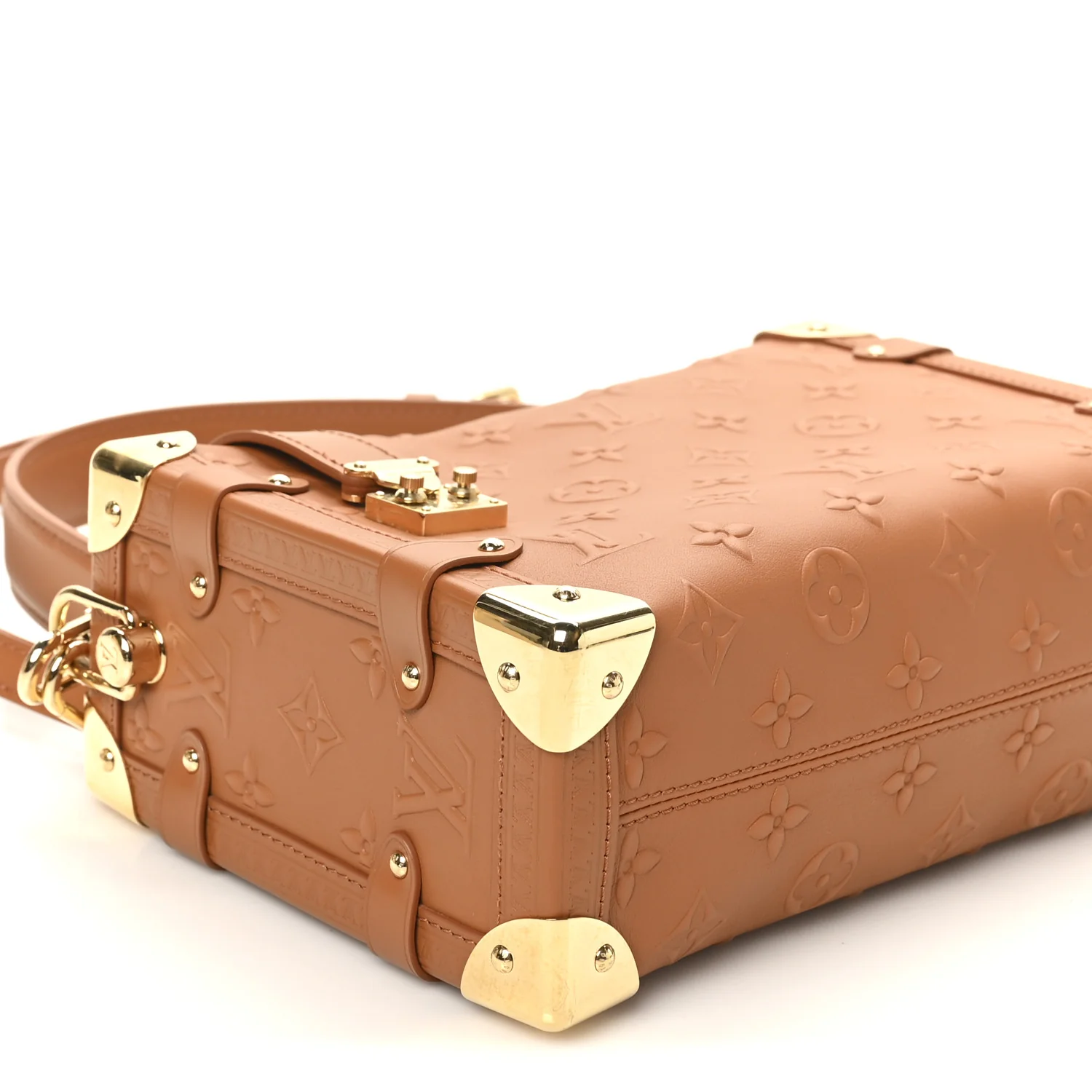 Calfskin Debossed Monogram Side Trunk Tan - Image 8