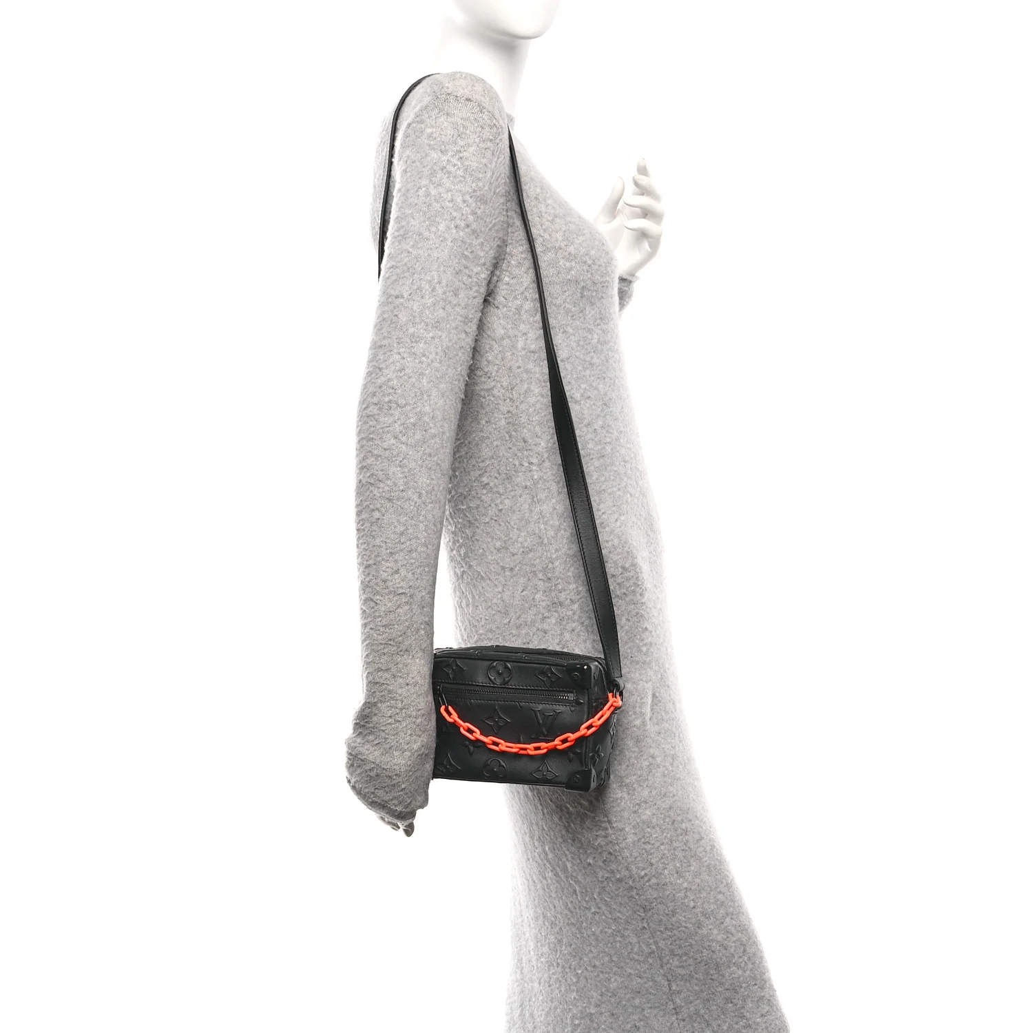 Calfskin Debossed Monogram Solar Ray Mini Soft Trunk Black - Image 2