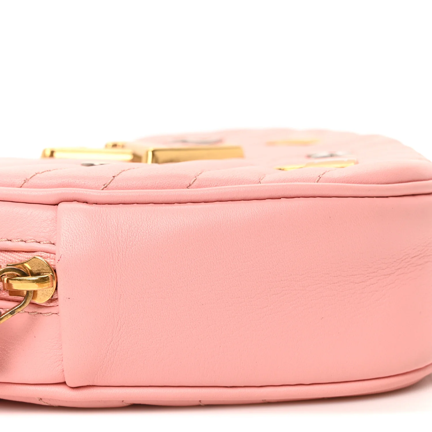Calfskin Embellished New Wave Love Lock Heart Bag Rose Pomettes - Image 8