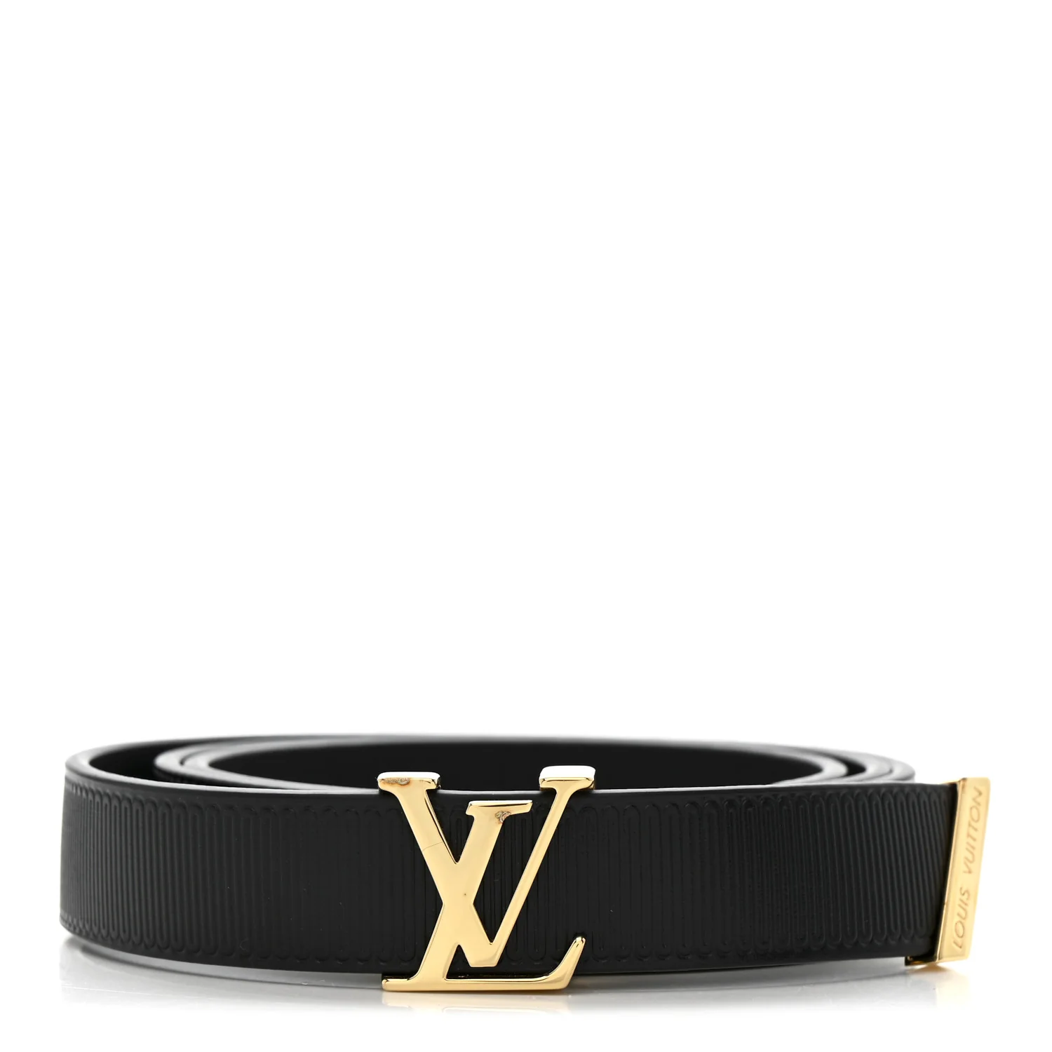 Calfskin Embossed LV Initiales 20mm Belt 75 30 Black