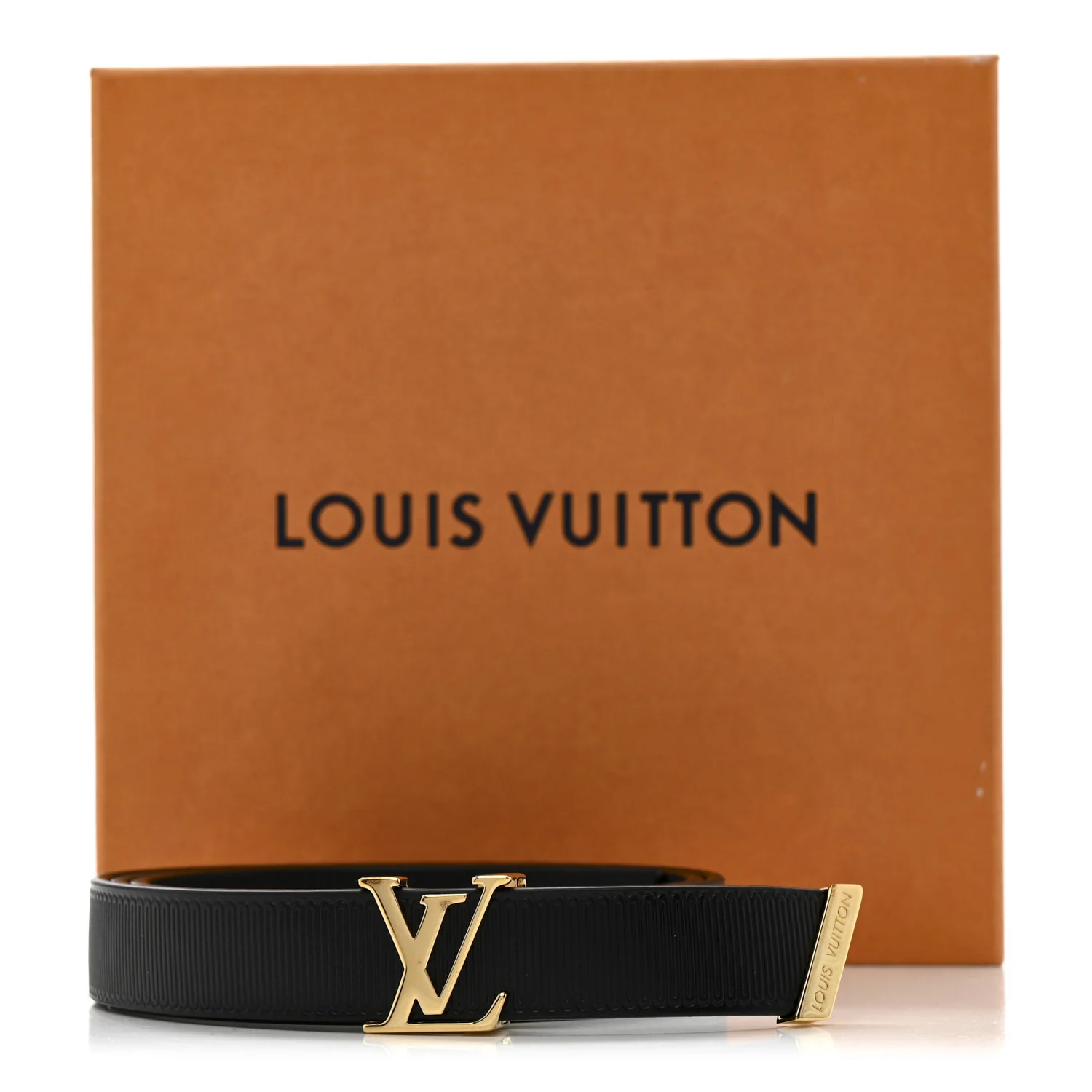 Calfskin Embossed LV Initiales 20mm Belt 75 30 Black - Image 9
