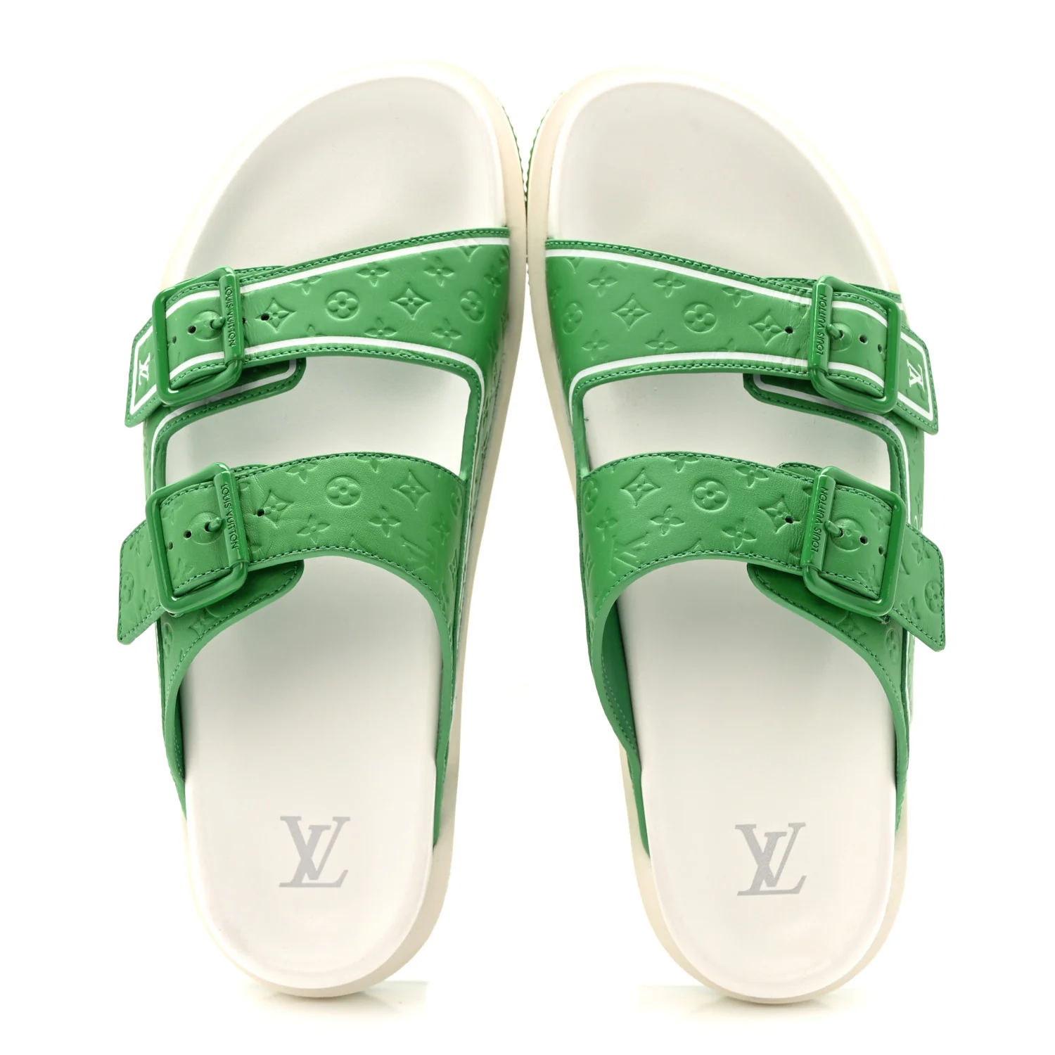 Calfskin Embossed Mens Script Trainer Mules 8 Green White - Image 2