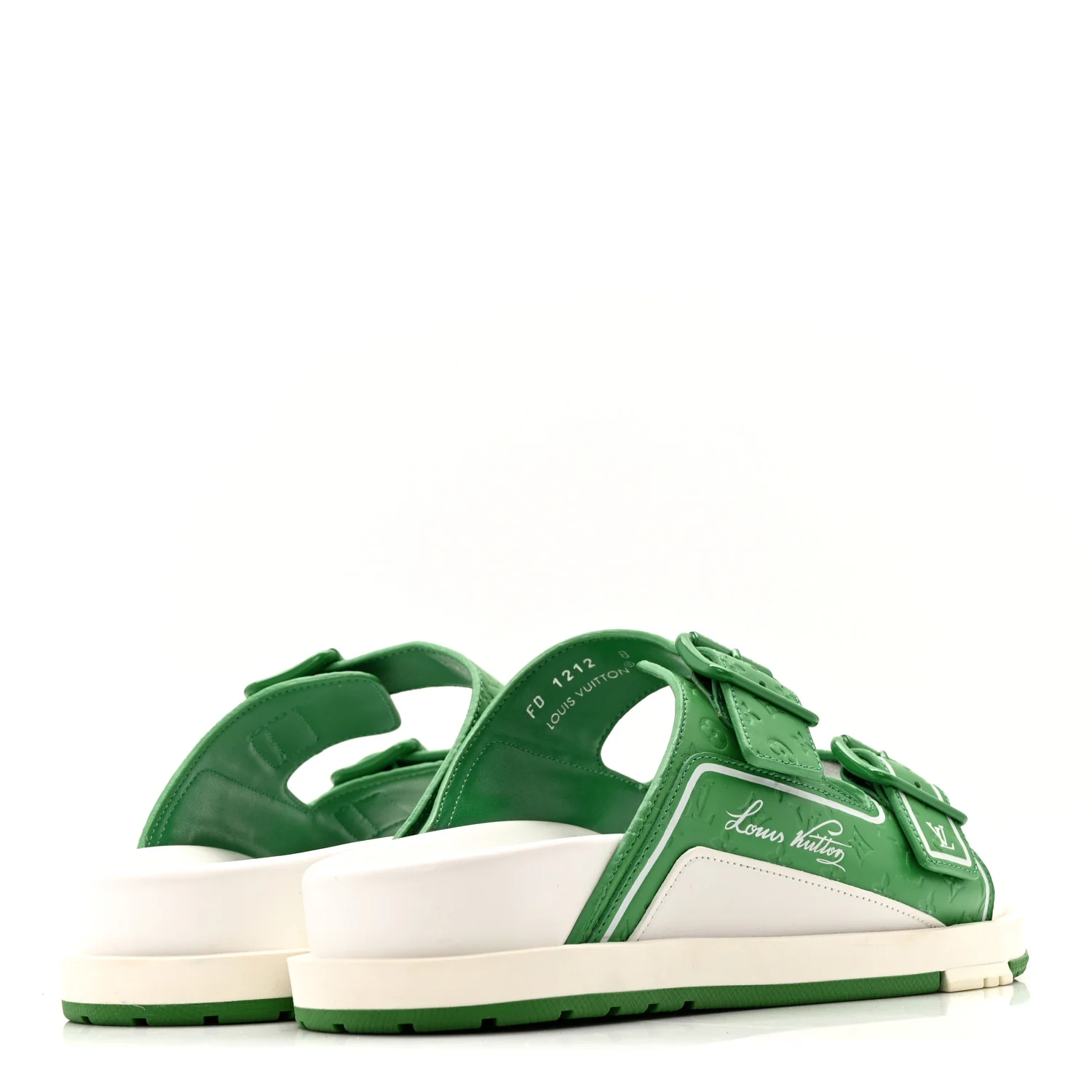 Calfskin Embossed Mens Script Trainer Mules 8 Green White - Image 5
