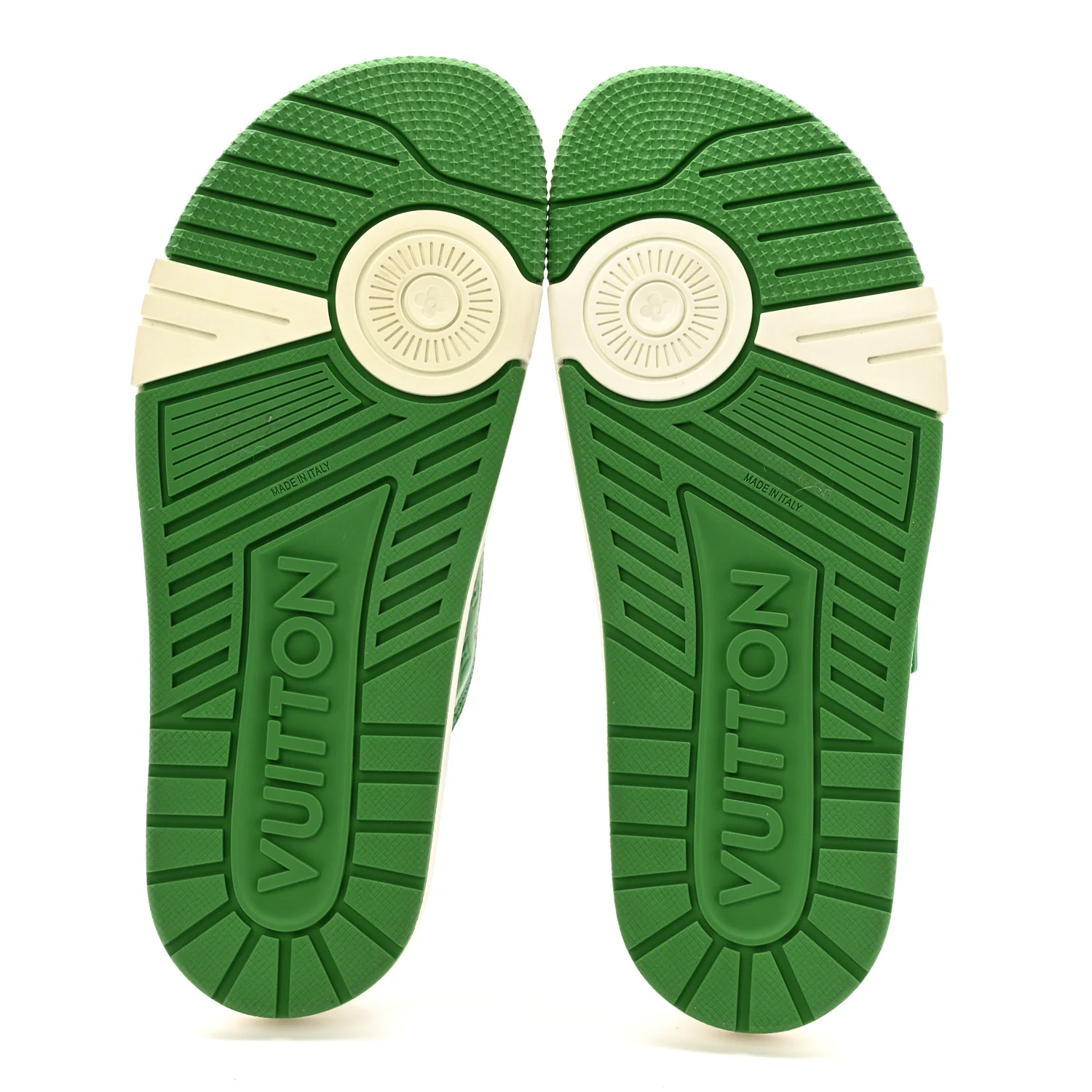 Calfskin Embossed Mens Script Trainer Mules 8 Green White - Image 6