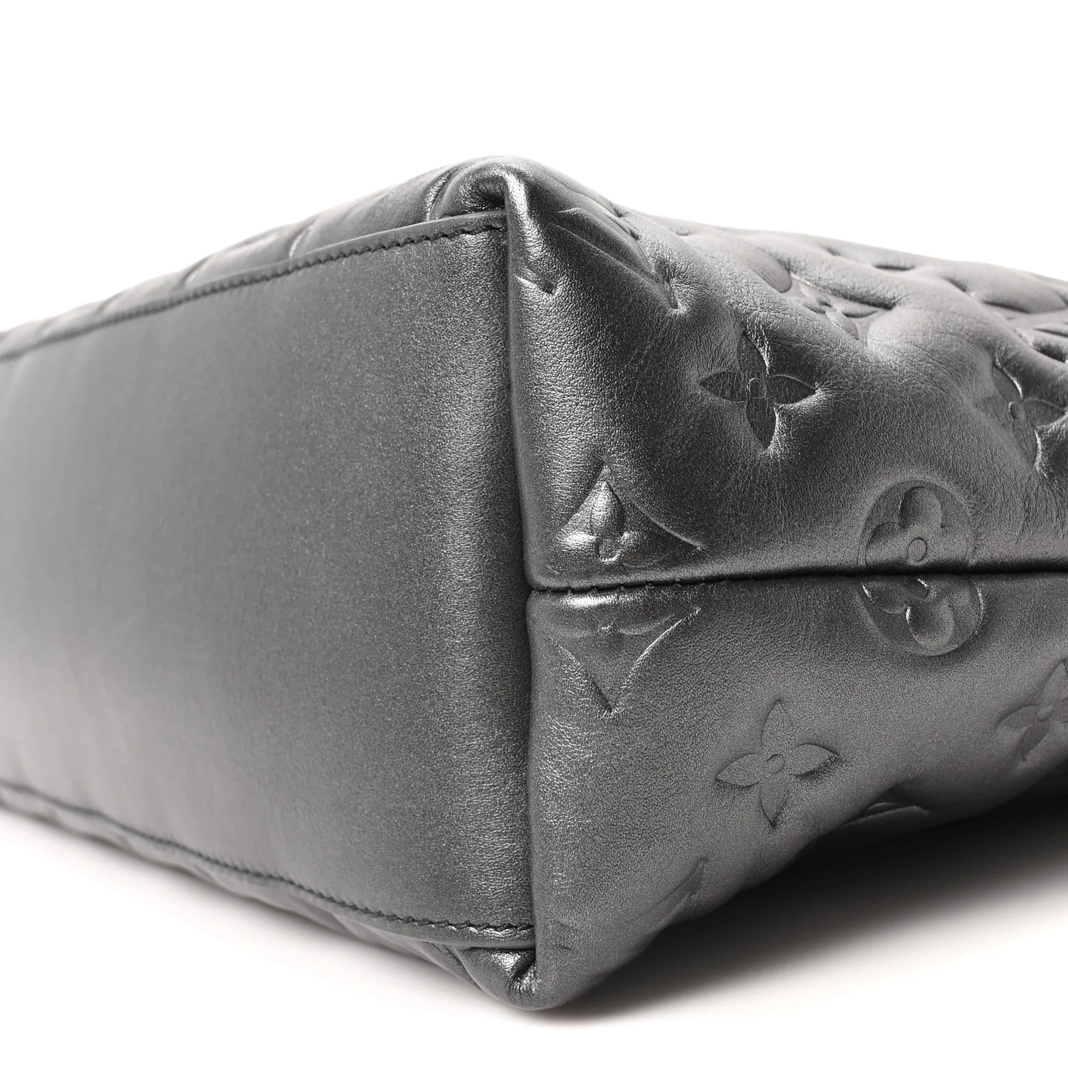 Calfskin Embossed Monogram Coussin Hobo MM Gunmetal Gray - Image 10