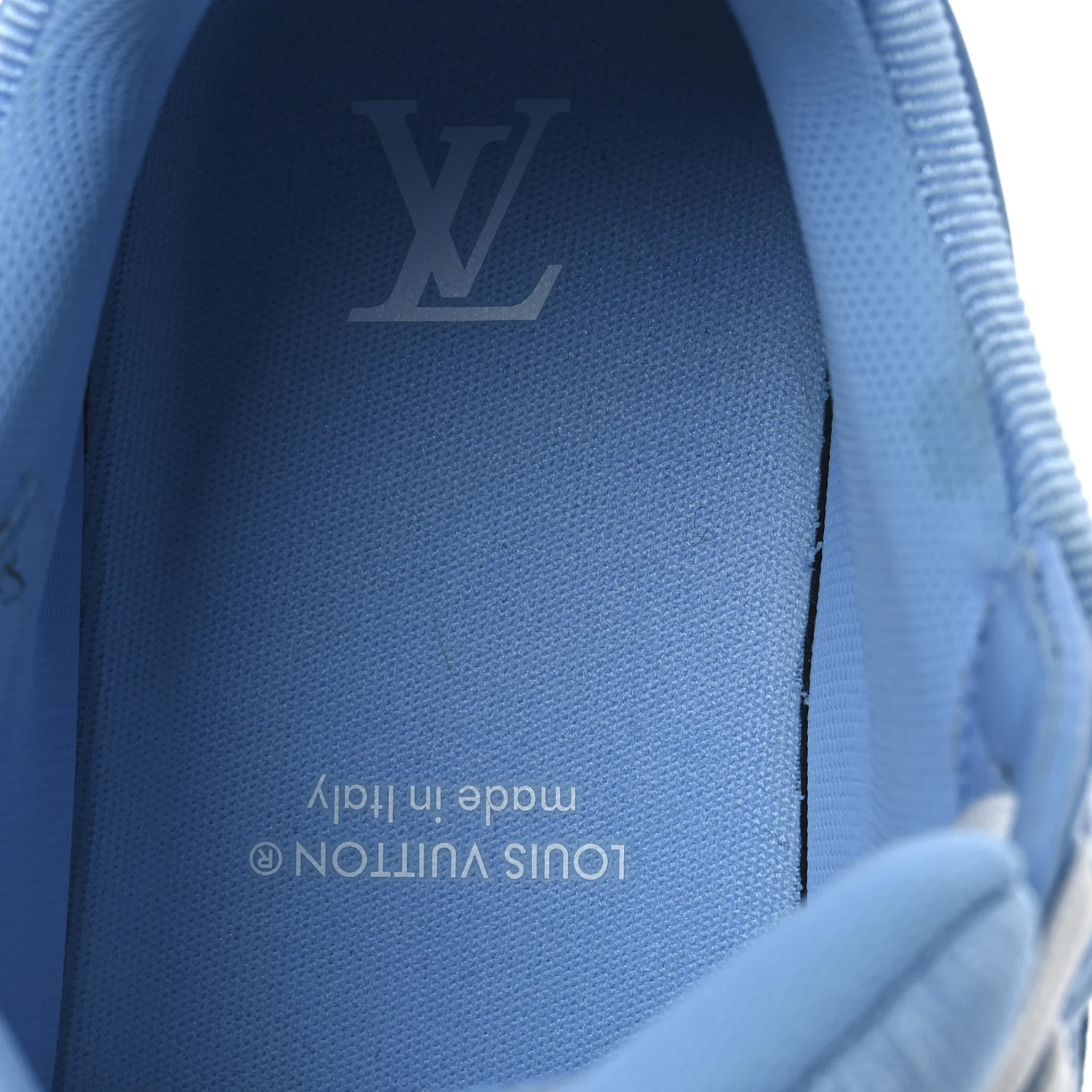 Calfskin Embossed Monogram Mens LV Trainer Sneakers 6 Blue - Image 9