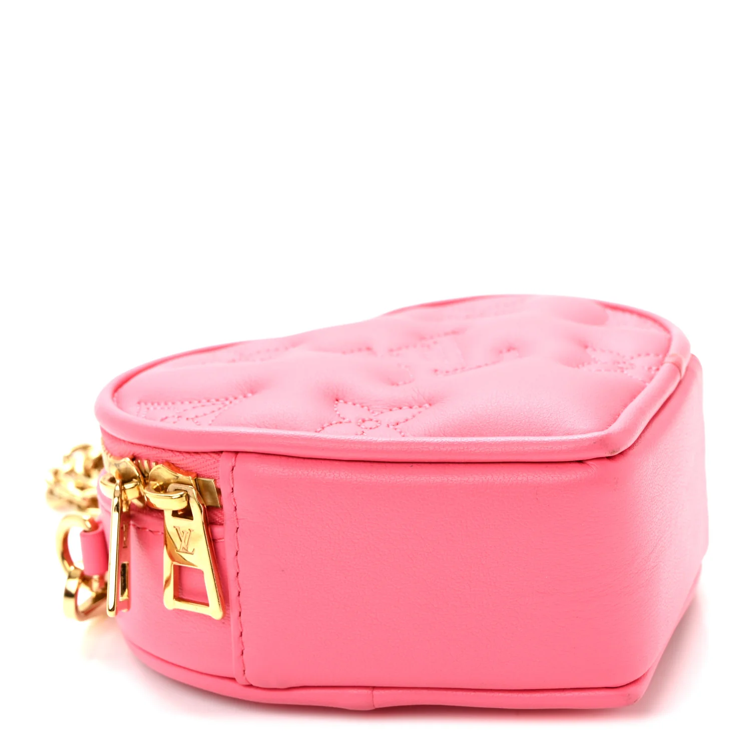 Calfskin Embroidered Monogram Pop My Heart Bag Pouch Dragon Fruit Pink - Image 4