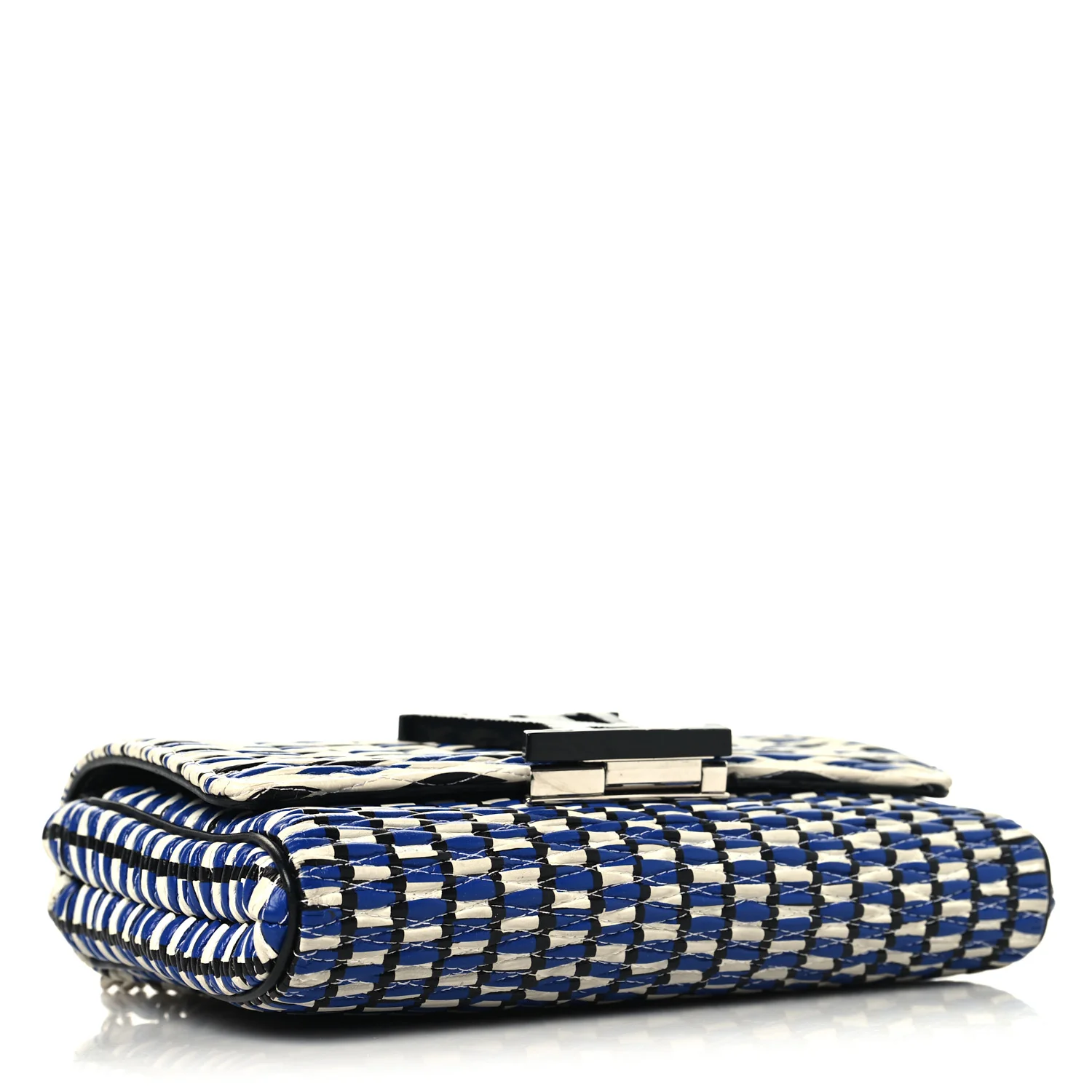 Calfskin Epi Smock Louise MM Chain Clutch Blue White Black - Image 4