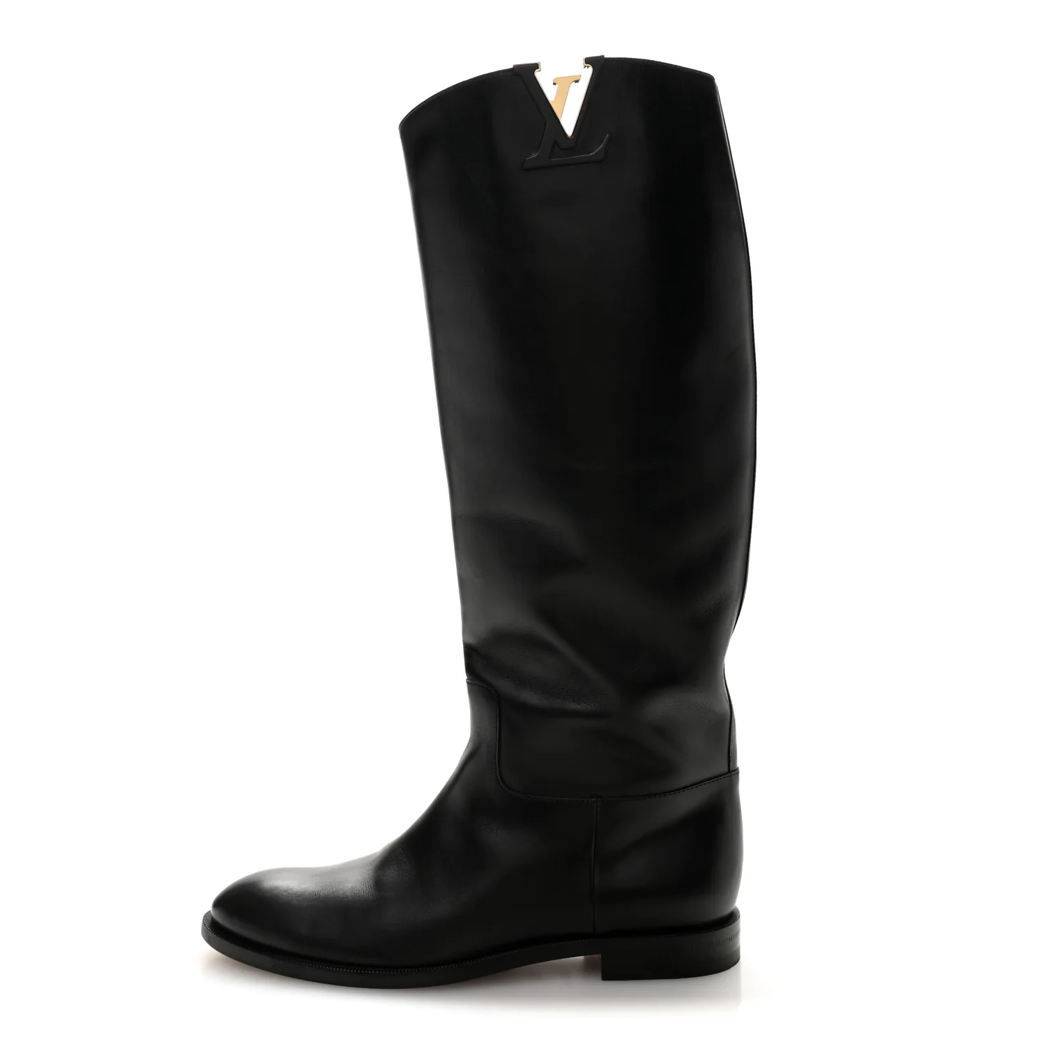 Calfskin Heritage Flat High Boots 38.5 Black
