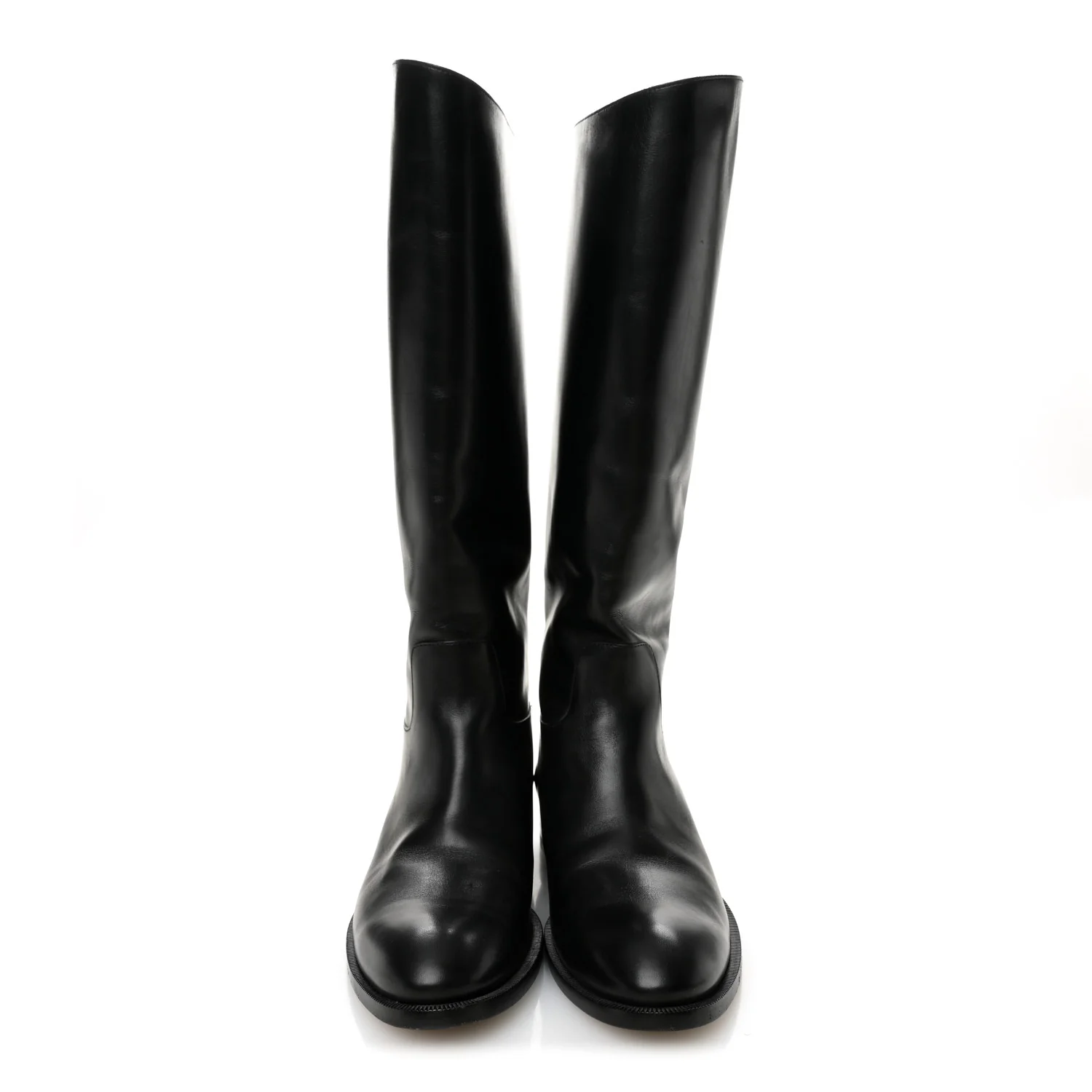 Calfskin Heritage Flat High Boots 38.5 Black - Image 2