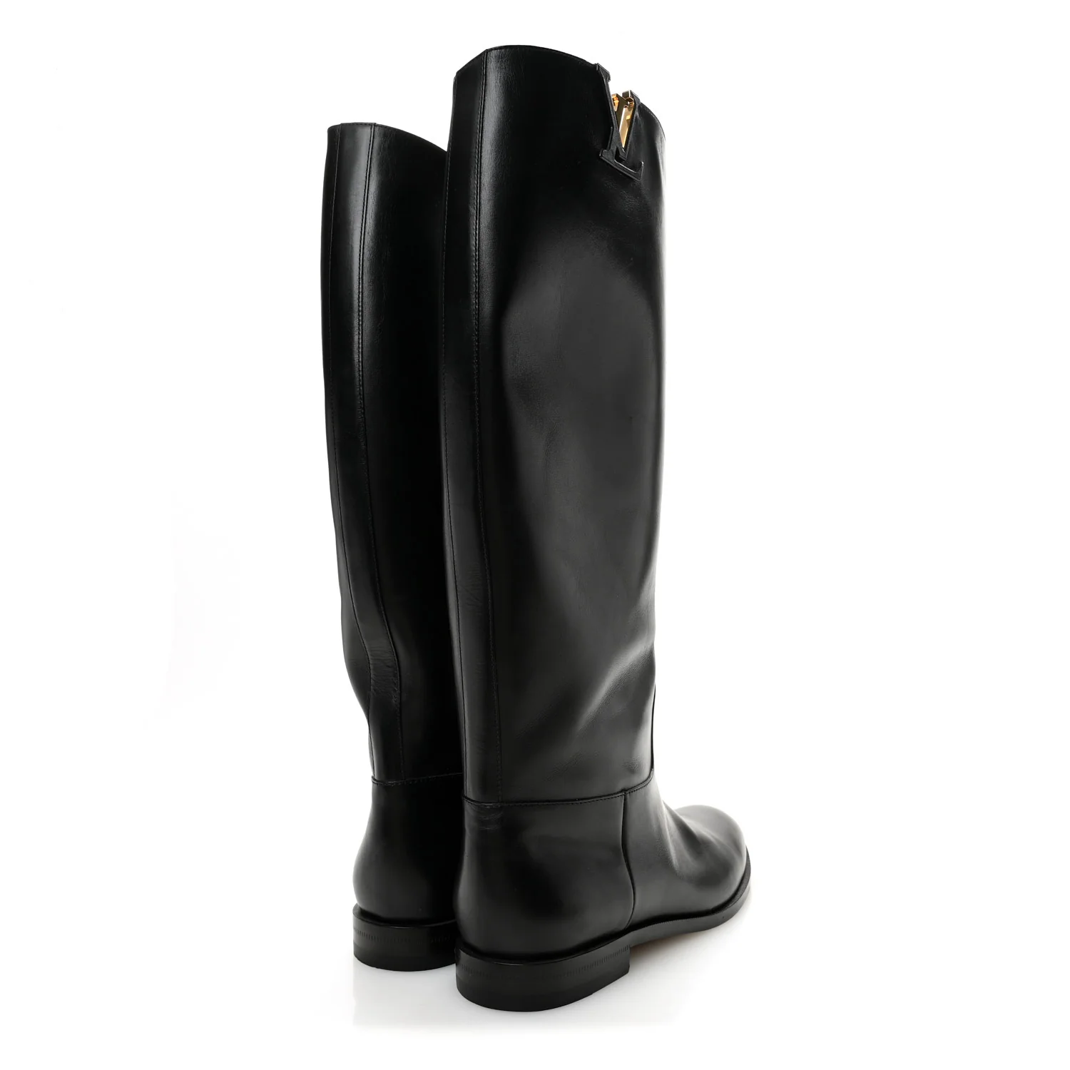 Calfskin Heritage Flat High Boots 38.5 Black - Image 4