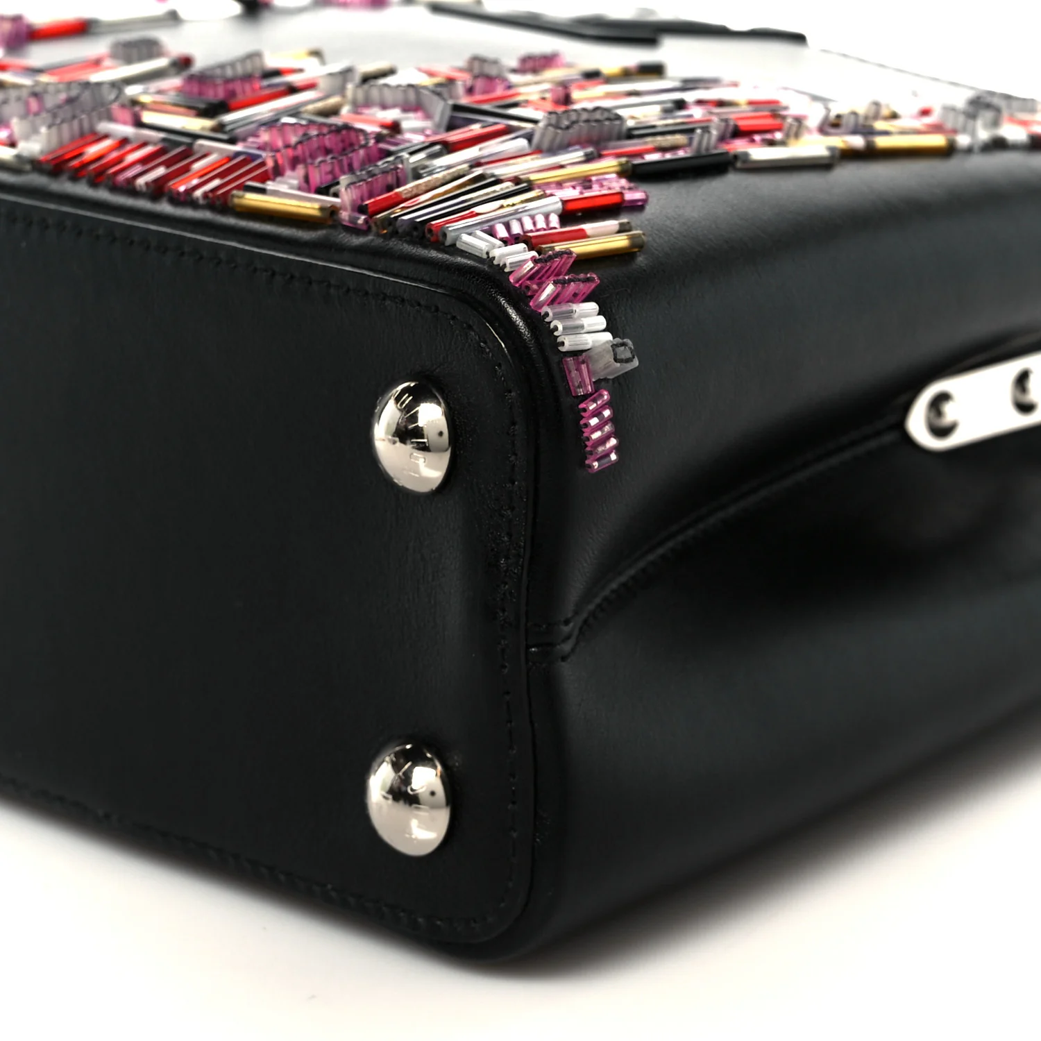 Calfskin Karung Beaded Shanghai Skyline Capucines BB Black - Image 10