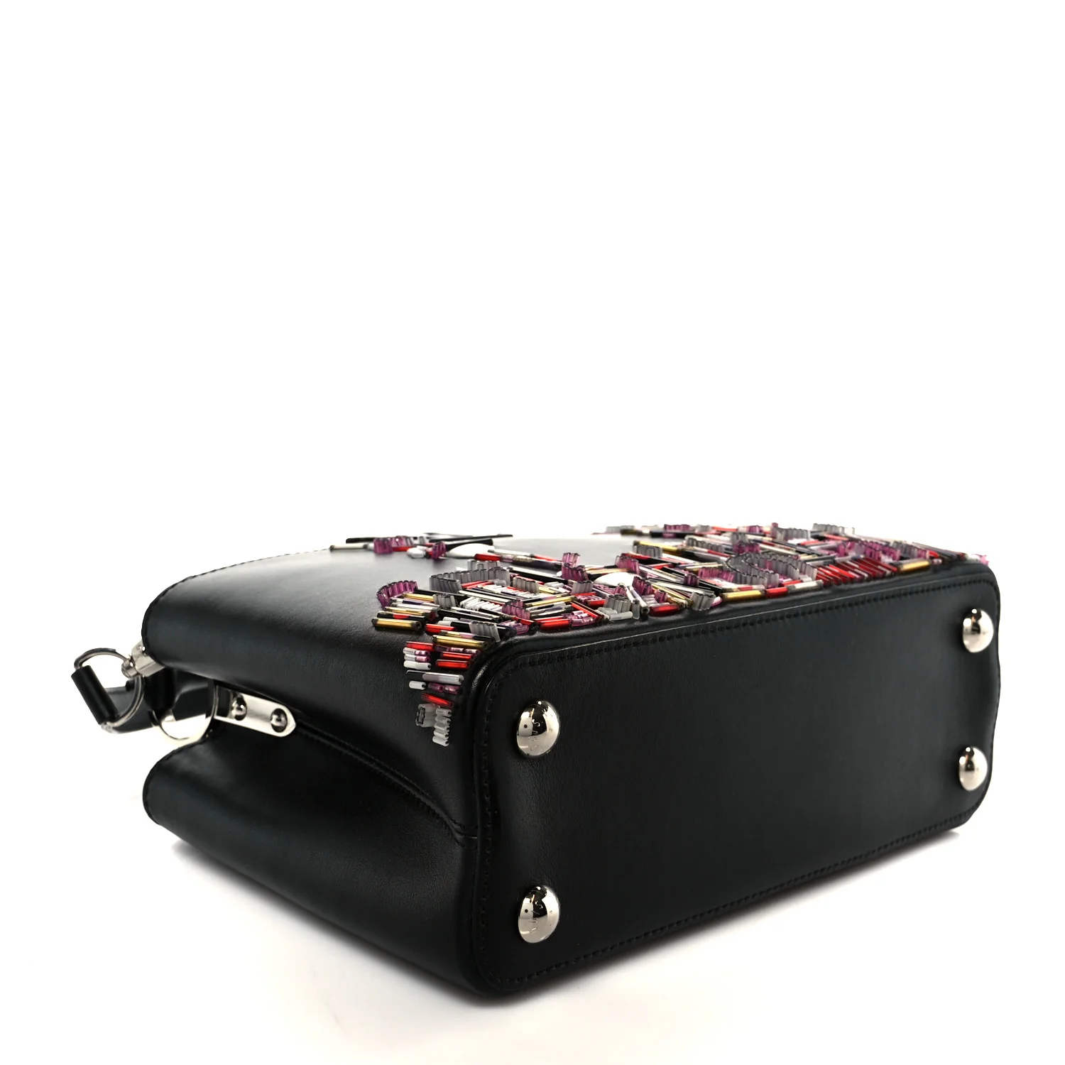 Calfskin Karung Beaded Shanghai Skyline Capucines BB Black - Image 4