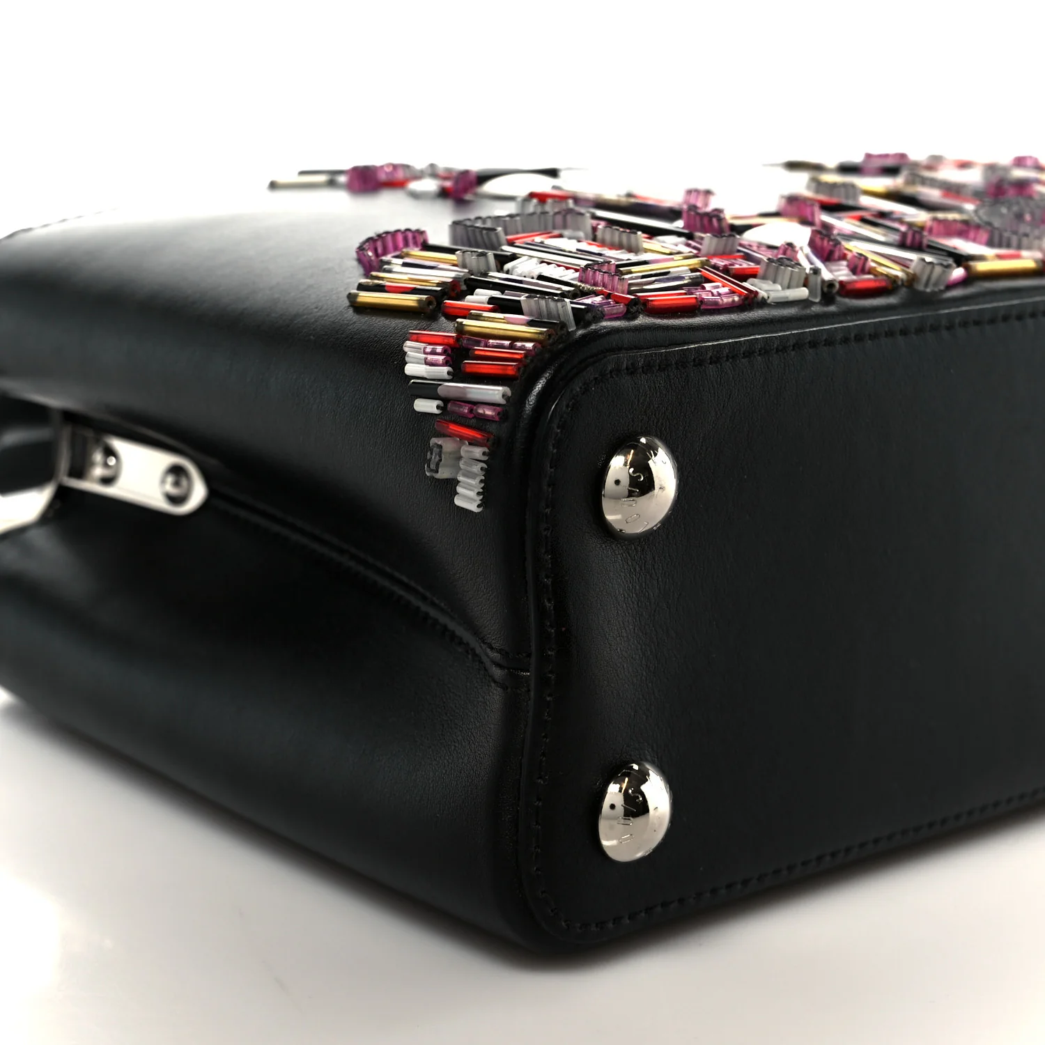 Calfskin Karung Beaded Shanghai Skyline Capucines BB Black - Image 9