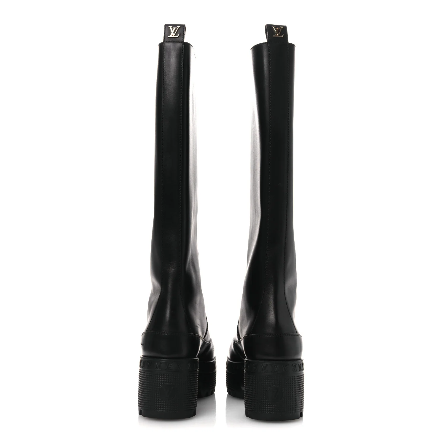 Calfskin Laureate Platform High Boots 36 Black - Image 6