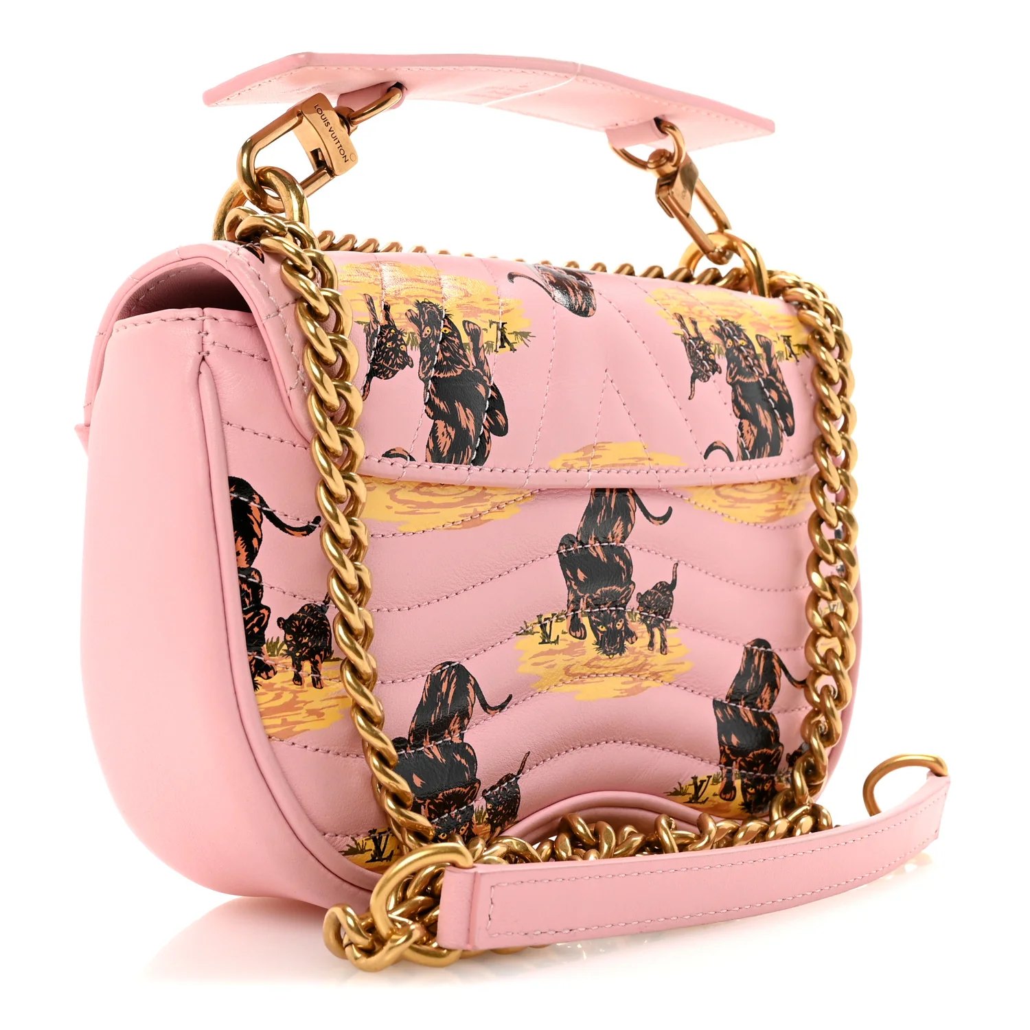 Calfskin Leopard Print New Wave Chain PM Light Pink - Image 3