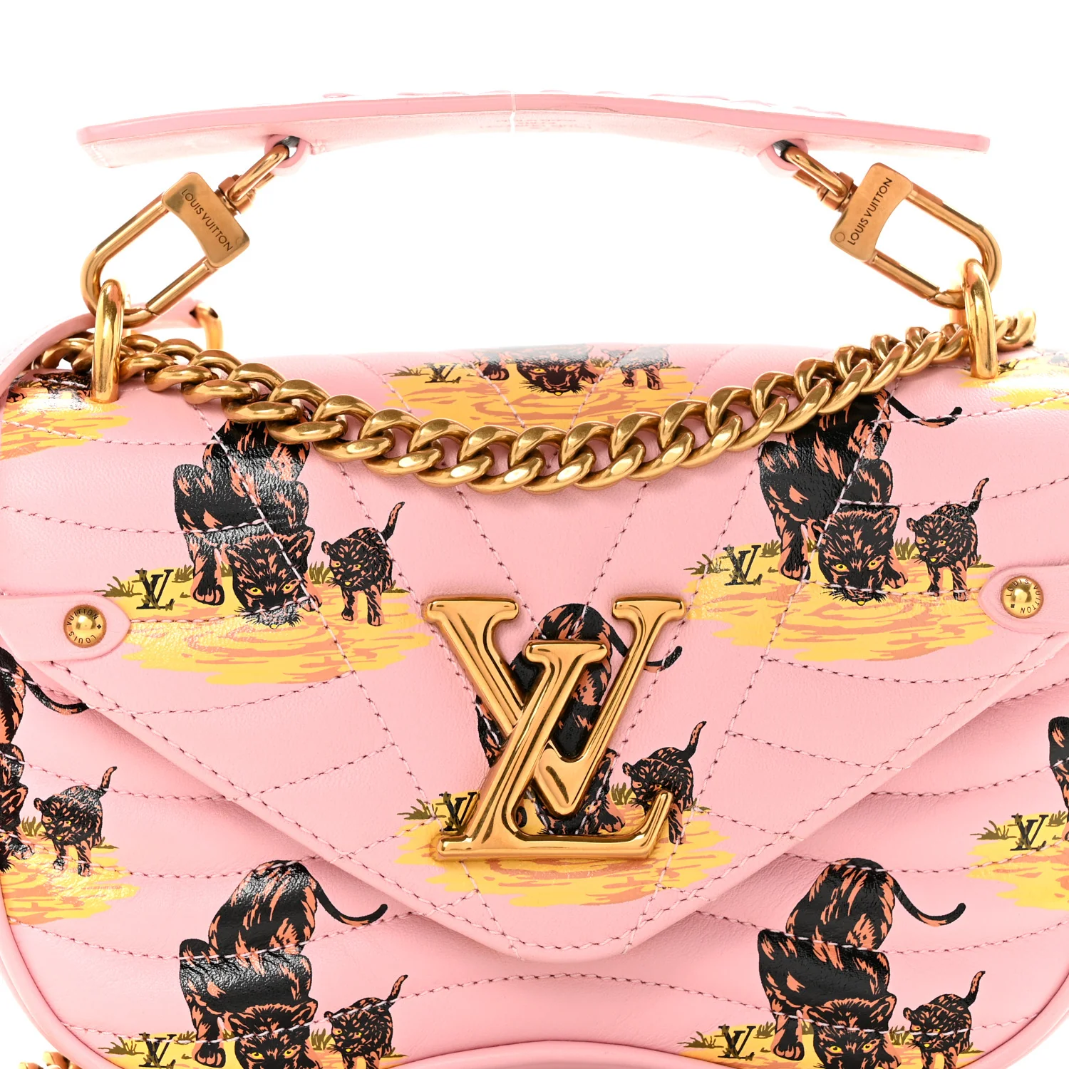 Calfskin Leopard Print New Wave Chain PM Light Pink - Image 8