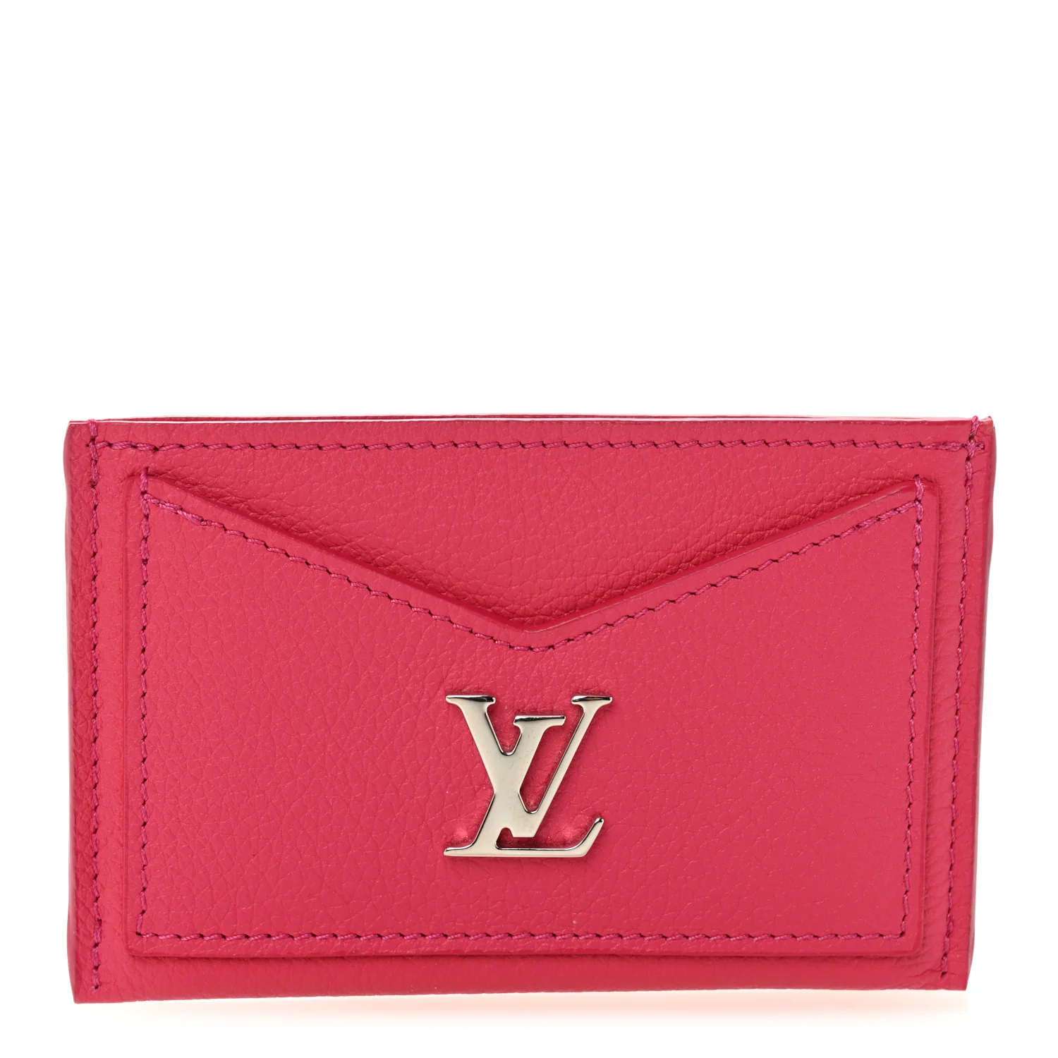Calfskin Lockme Card Holder Hot Pink