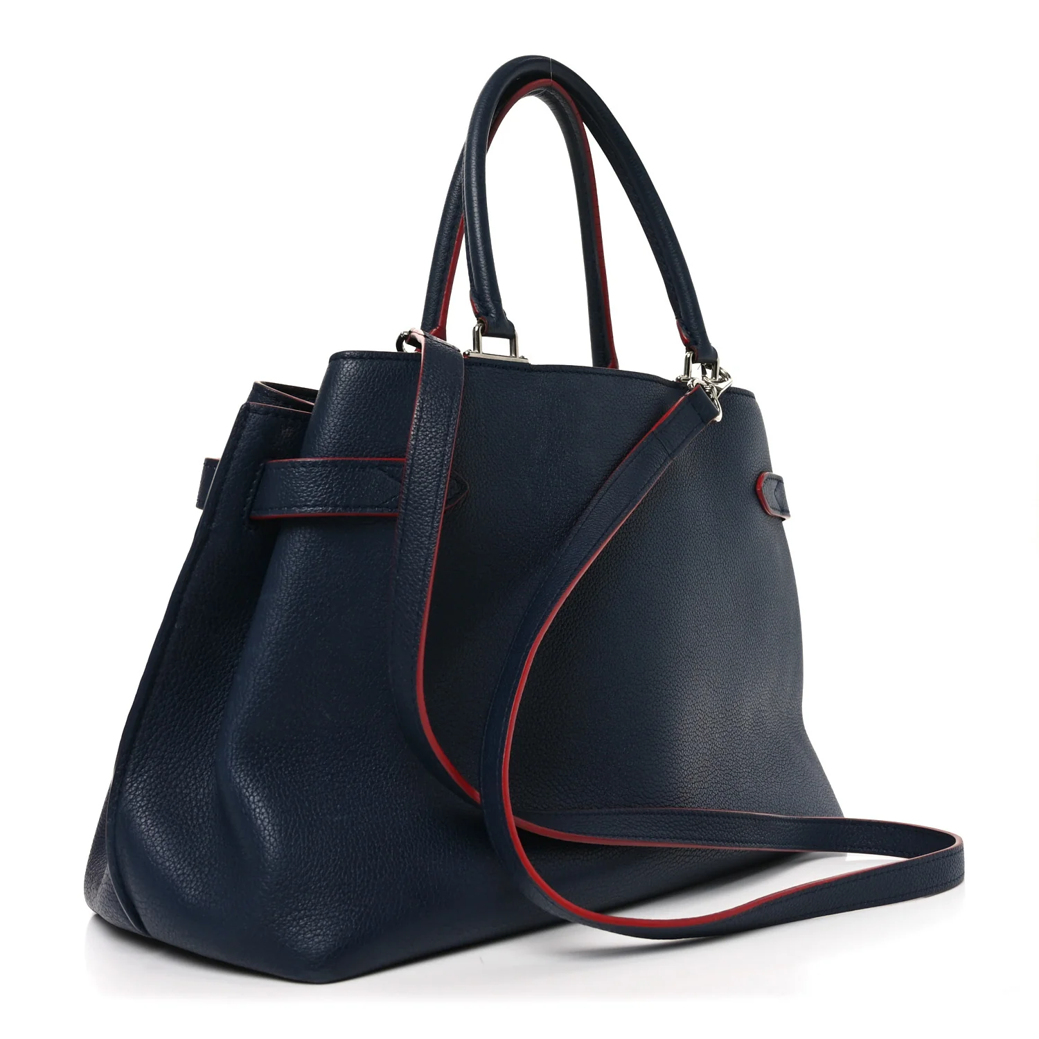 Calfskin Lockme Day Marine Rouge - Image 3