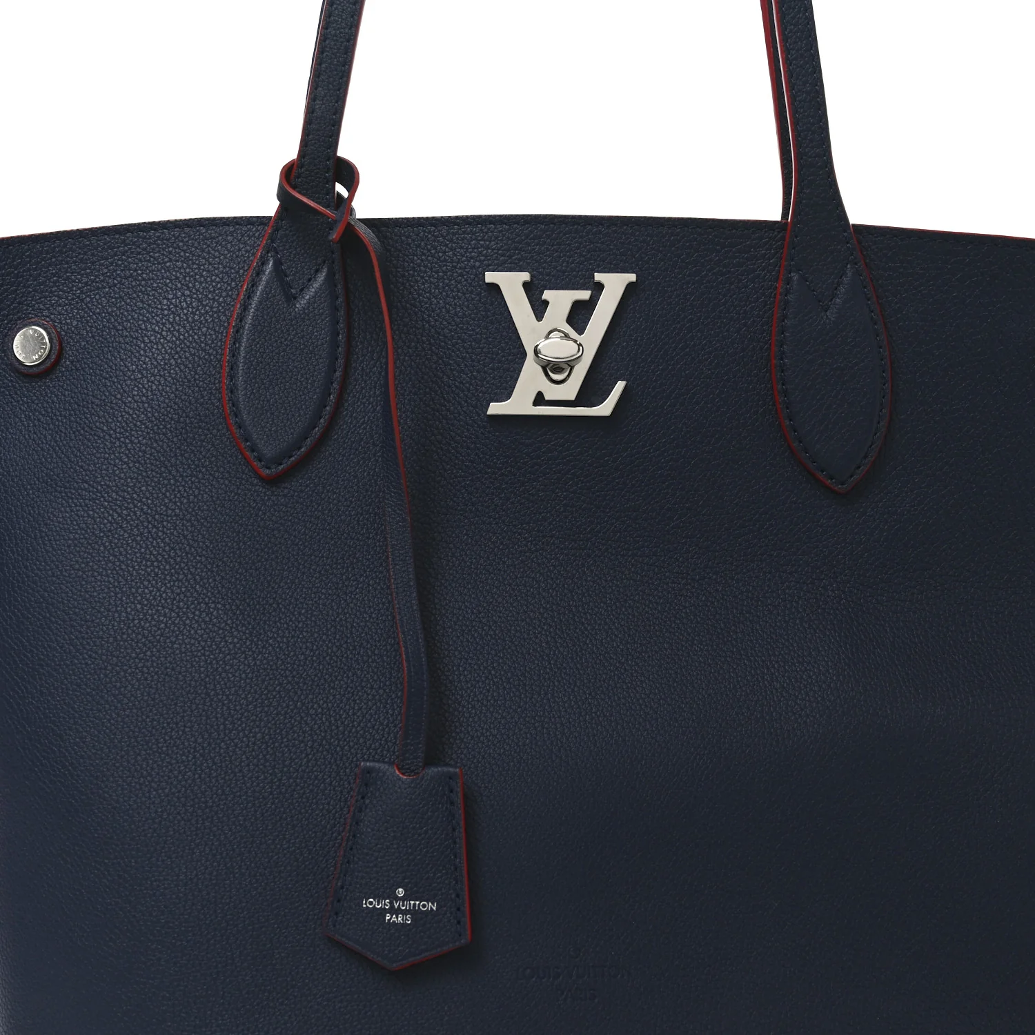 Calfskin Lockme Go Tote Marine Rouge - Image 7