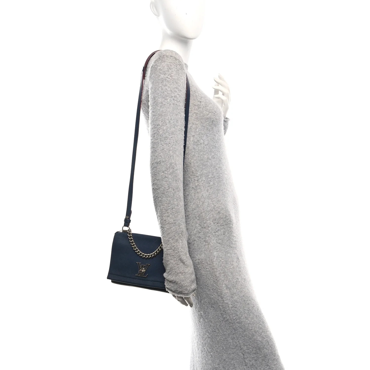 Calfskin Lockme II Chain Bag BB Marine Rouge - Image 2
