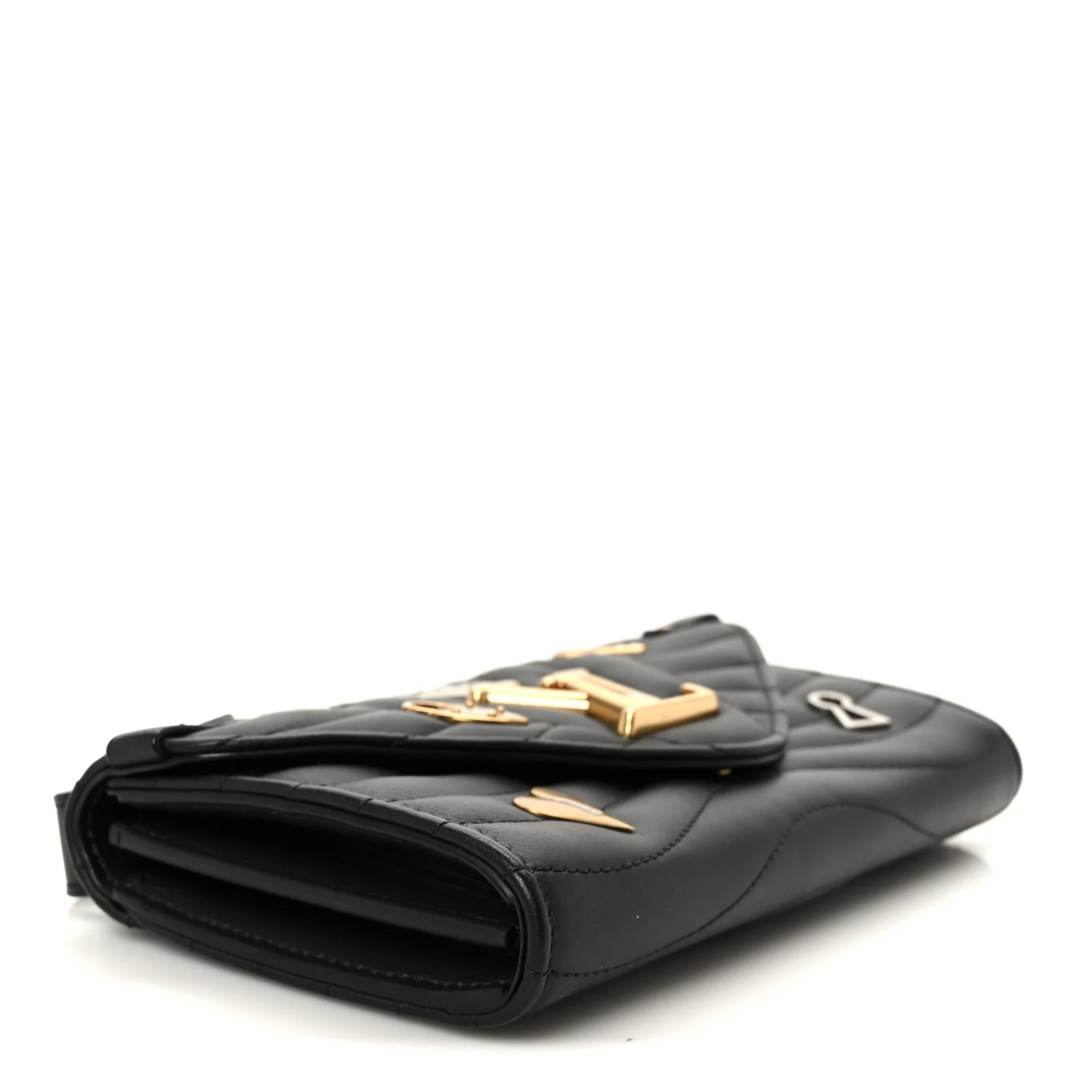 Calfskin Love Lock New Wave Long Wallet Black - Image 4