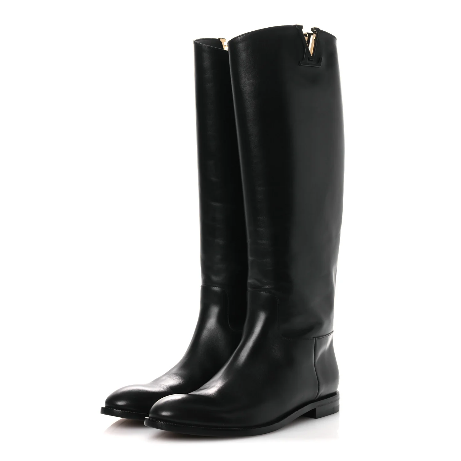 Calfskin LV Amiral High Boot 39.5 Black - Image 4