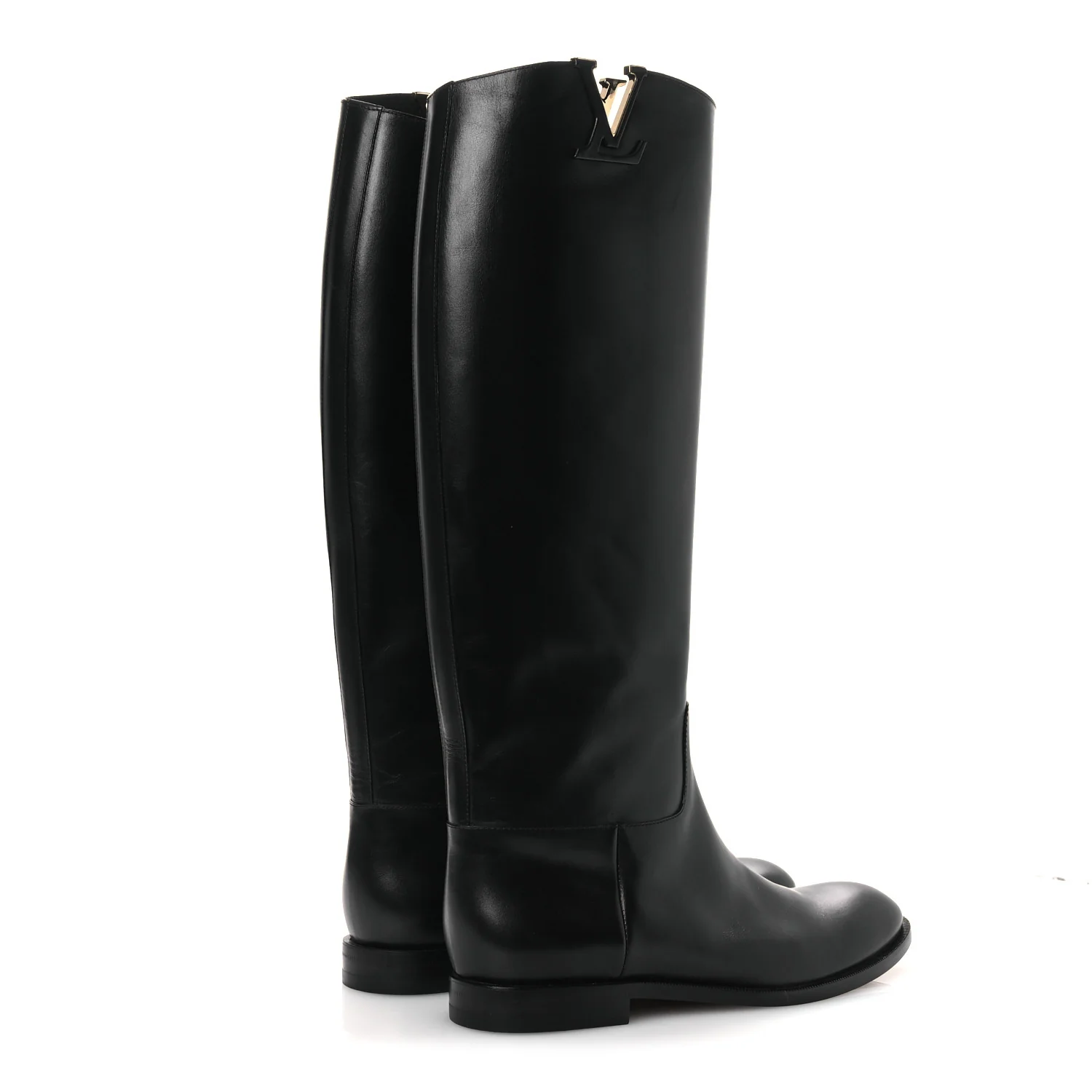 Calfskin LV Amiral High Boot 39.5 Black - Image 5