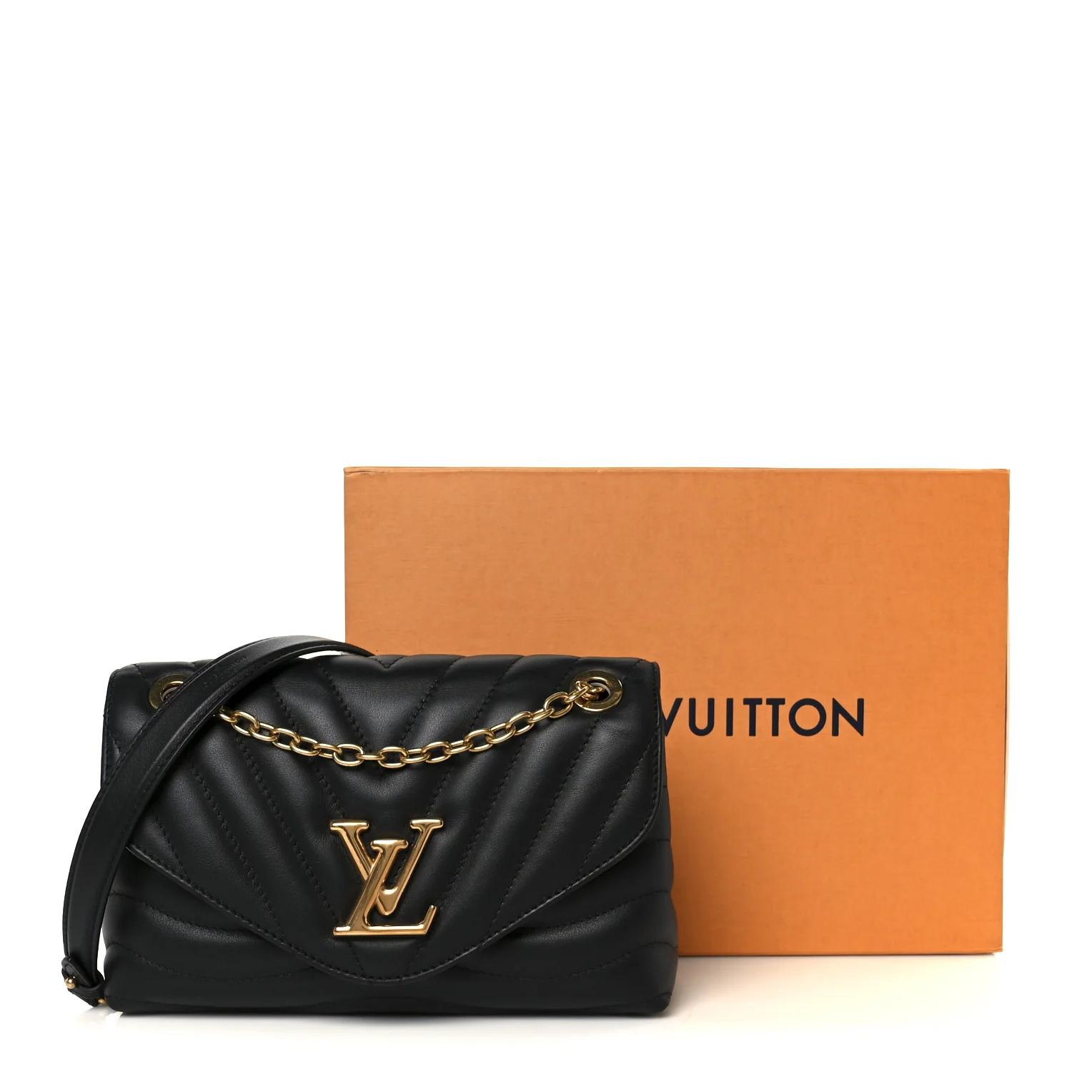 Calfskin LV New Wave Chain Bag Black - Image 11