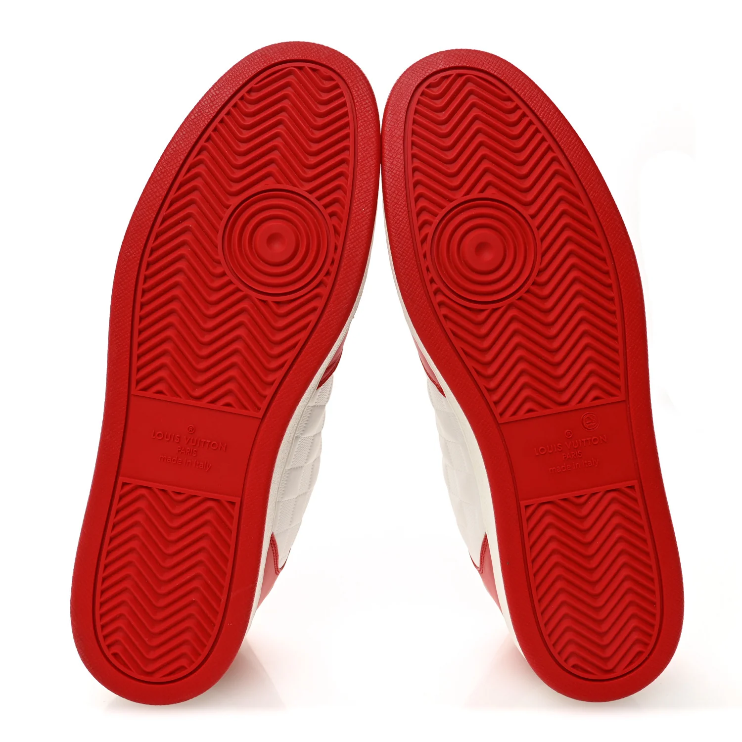 Calfskin Maxi Damier Mens Rivoli Sneakers 10 Red White - Image 6