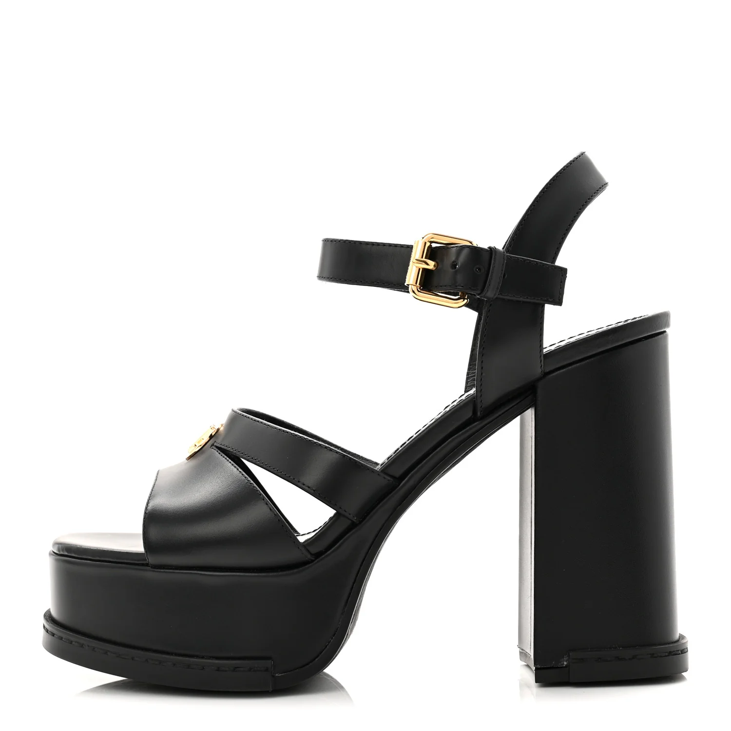 Calfskin Maya Platform Sandals 36.5 Black