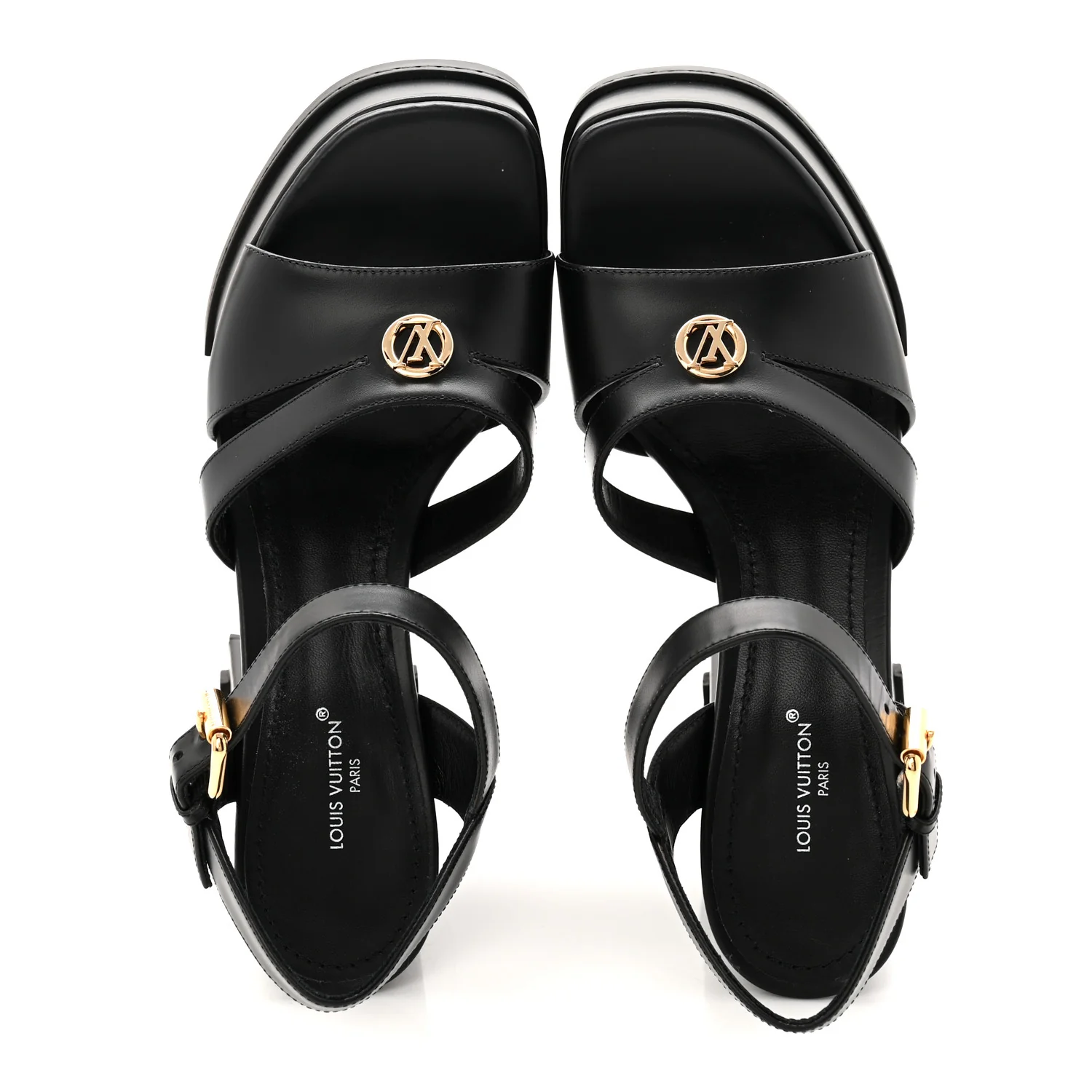 Calfskin Maya Platform Sandals 36.5 Black - Image 5