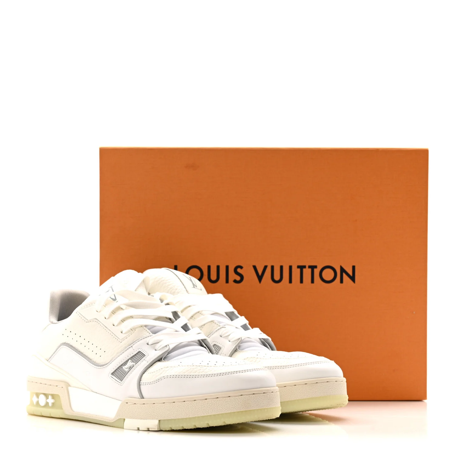 Calfskin Mens LV Trainer Sneakers 8.5 White - Image 13