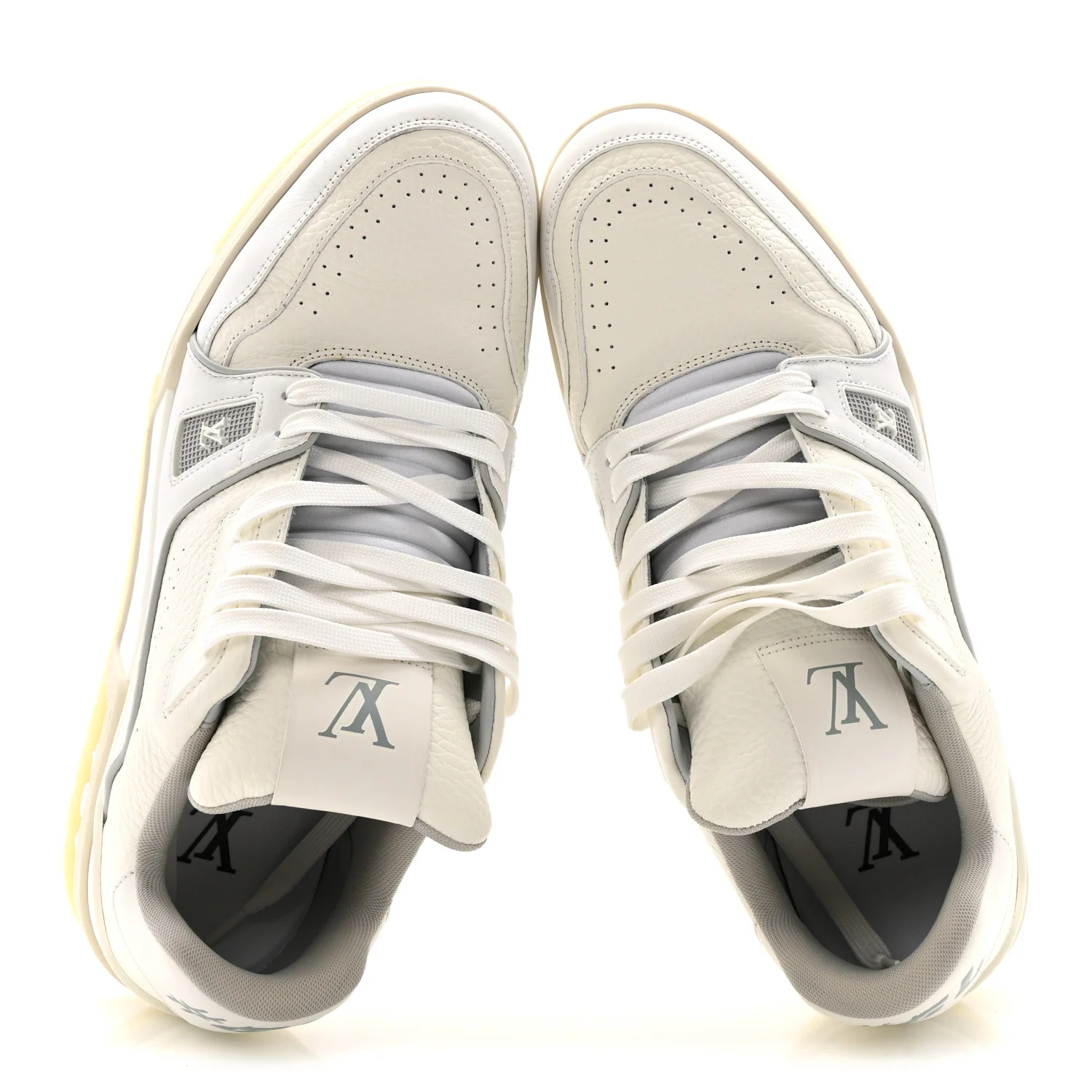 Calfskin Mens LV Trainer Sneakers 8.5 White - Image 2