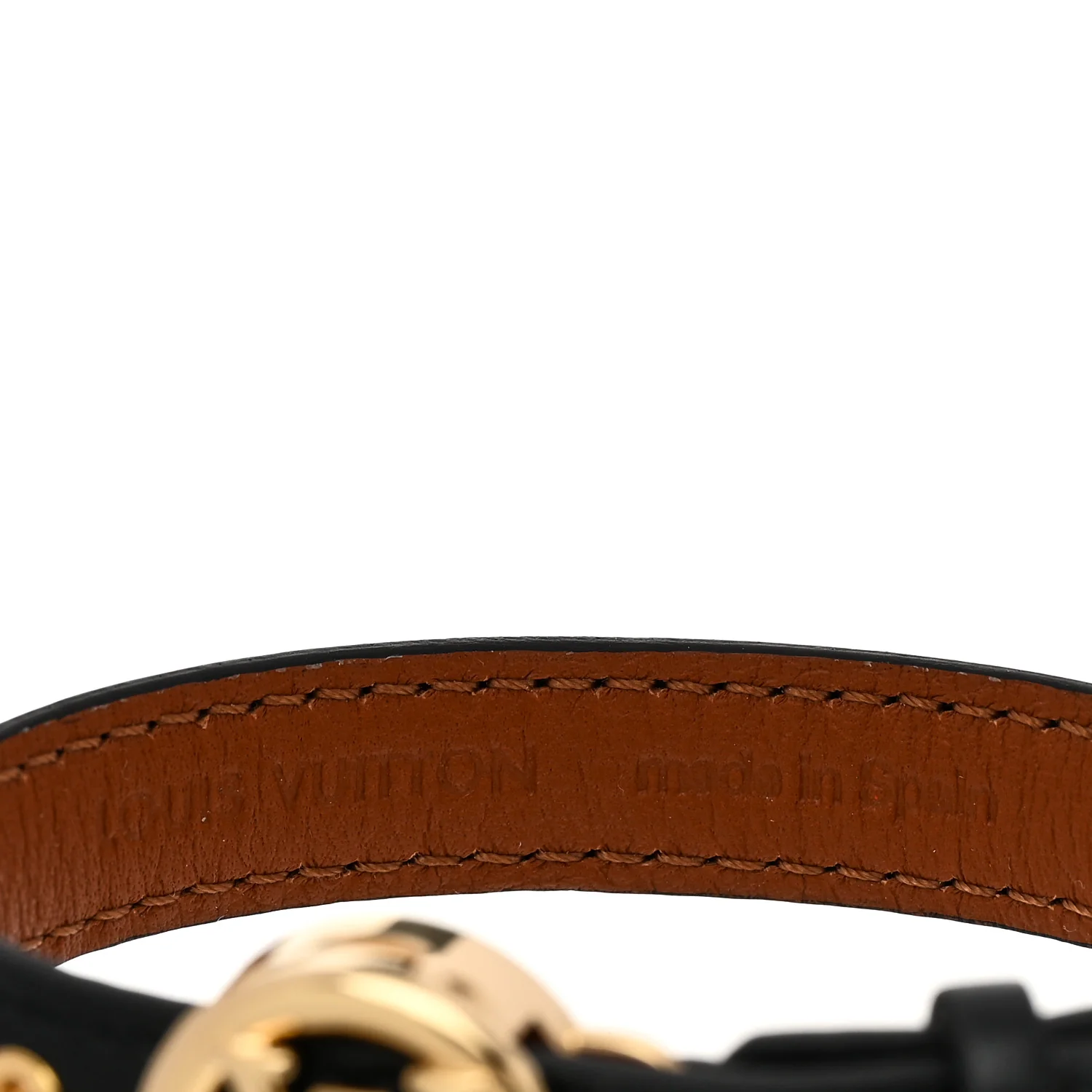 Calfskin Metal LV All Around Bracelet Black Gold - Image 3