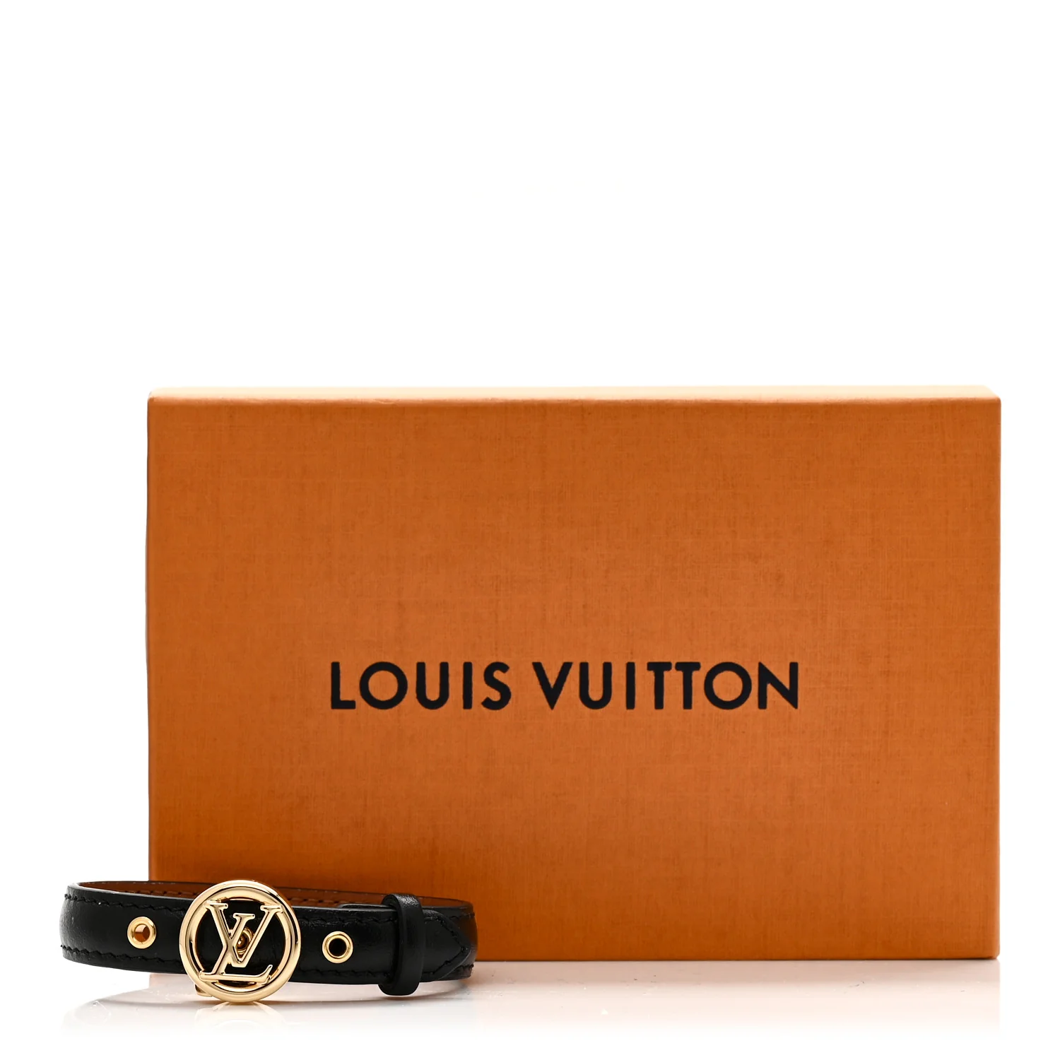 Calfskin Metal LV All Around Bracelet Black Gold - Image 4
