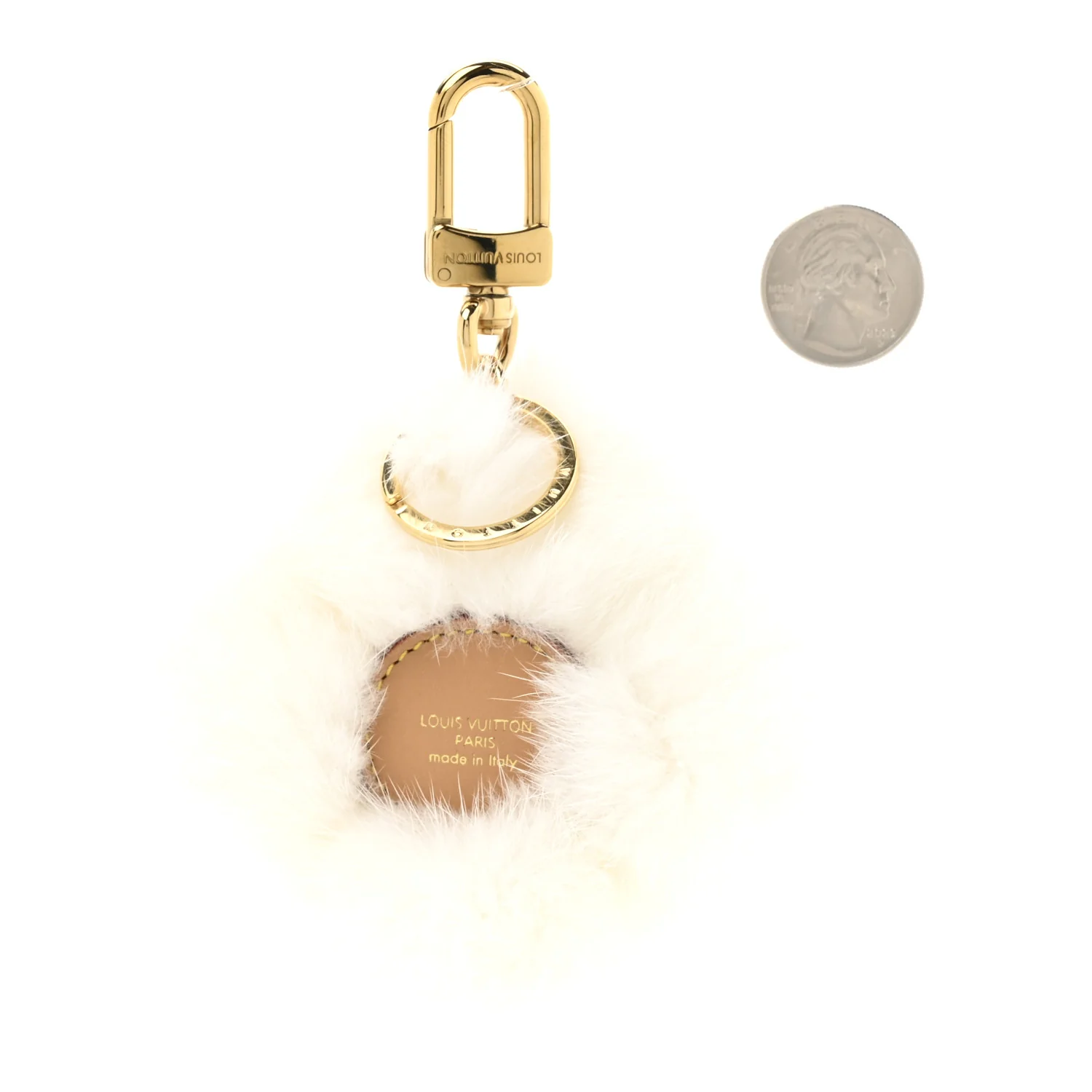 Calfskin Mink Fur Vivienne Bag Charm Key Holder White - Image 2