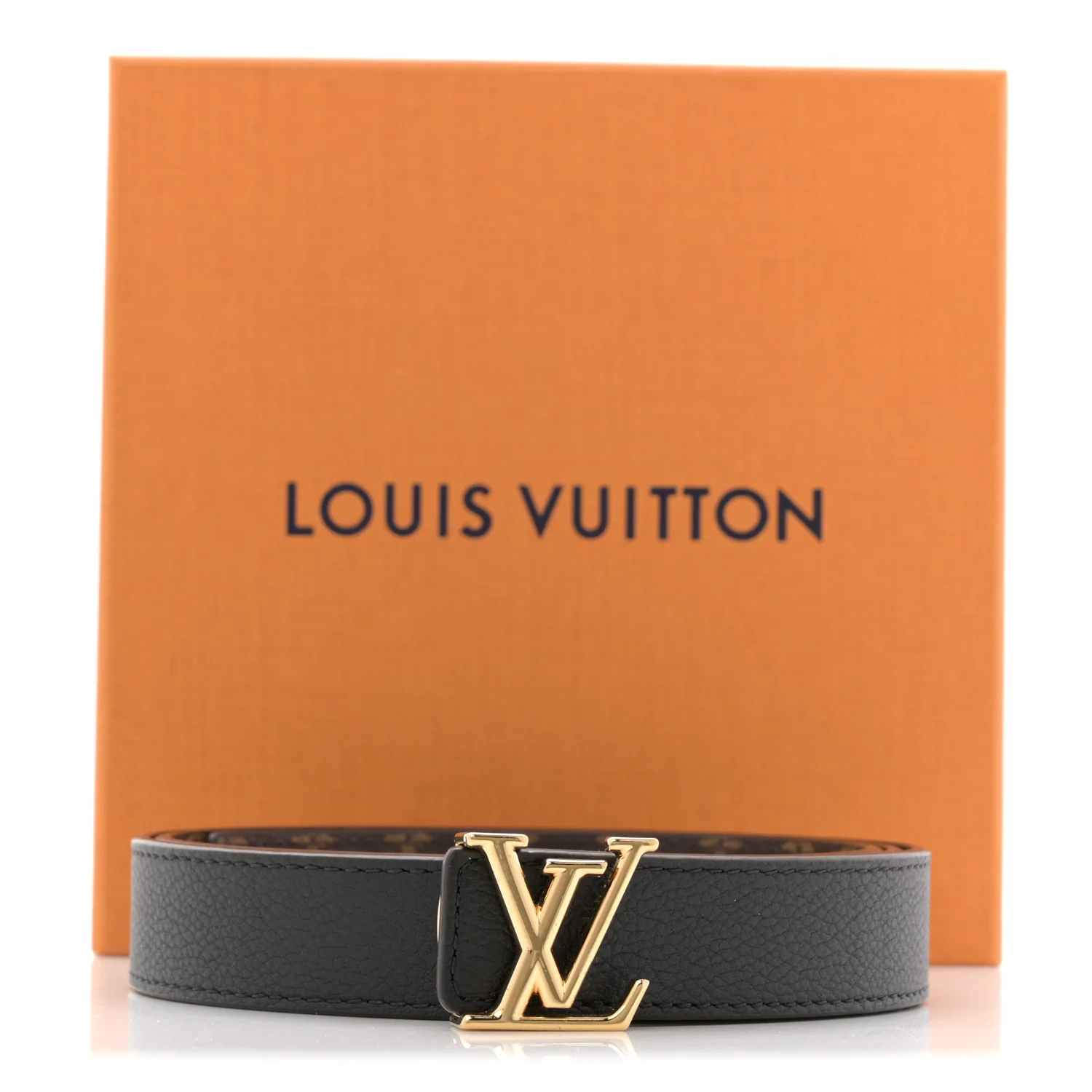 Calfskin Monogram 25mm LV Iconic Reversible Belt 90 36 Black - Image 7