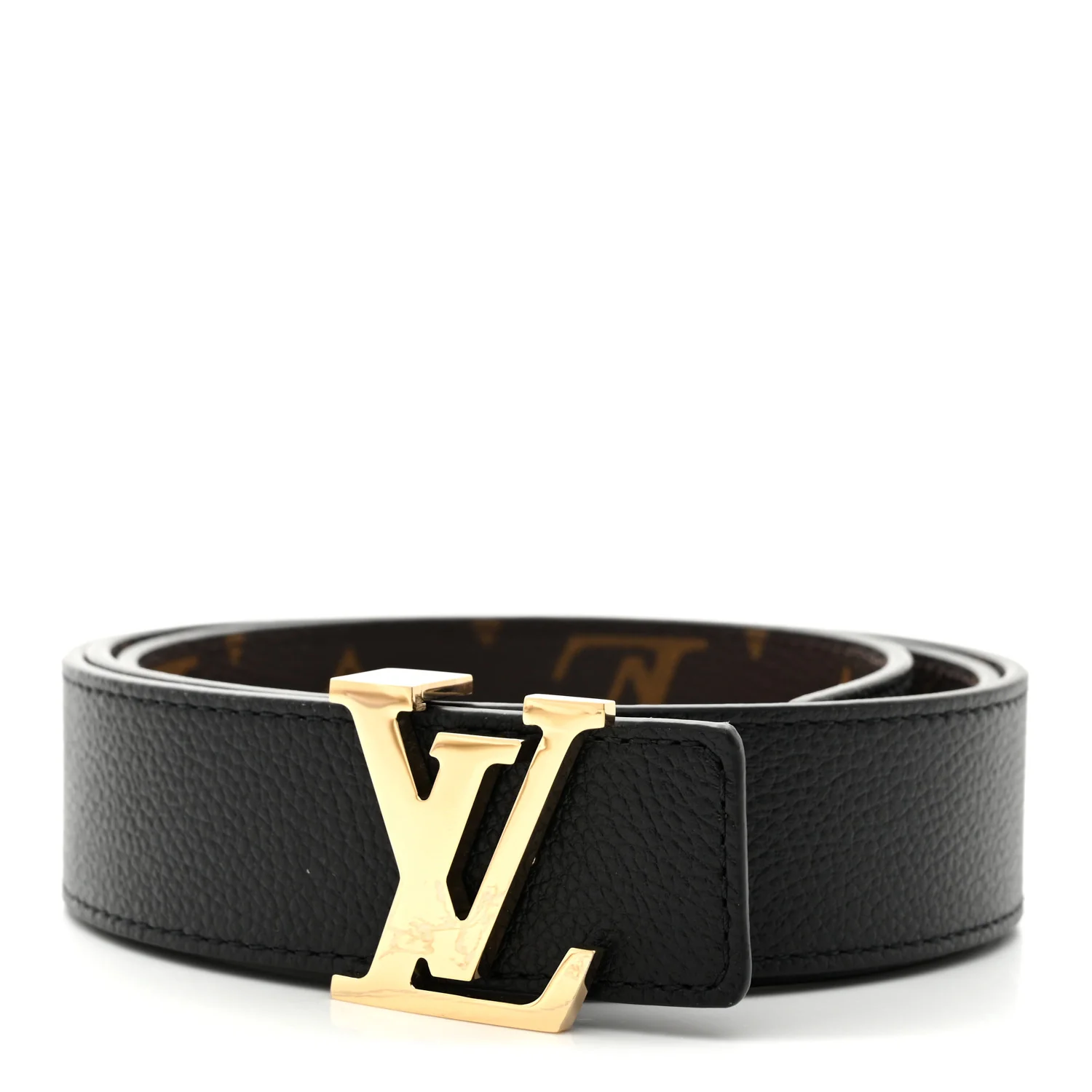 Calfskin Monogram 30mm LV Initiales Reversible Belt 85 34 Black - Image 3
