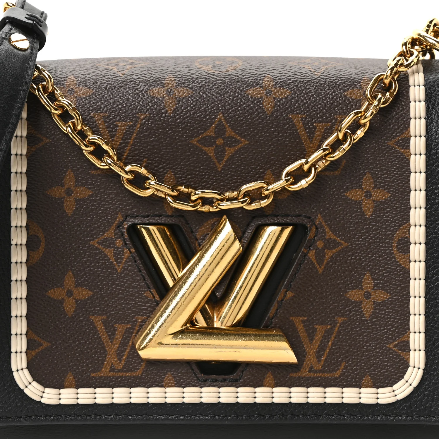 Calfskin Monogram Braided Twist Shoulder Bag MM Black - Image 8