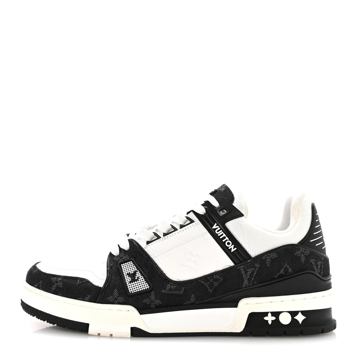Calfskin Monogram Denim Mens LV Trainer Sneakers 8.5 Black