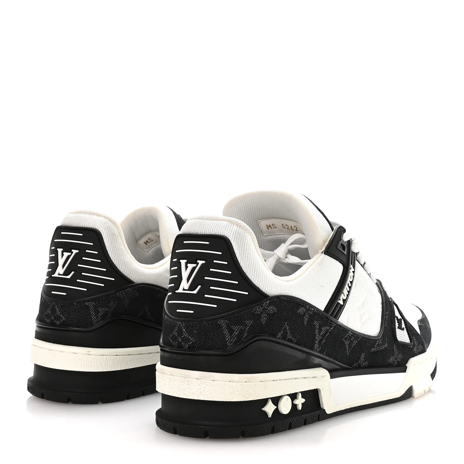 Calfskin Monogram Denim Mens LV Trainer Sneakers 8.5 Black - Image 5