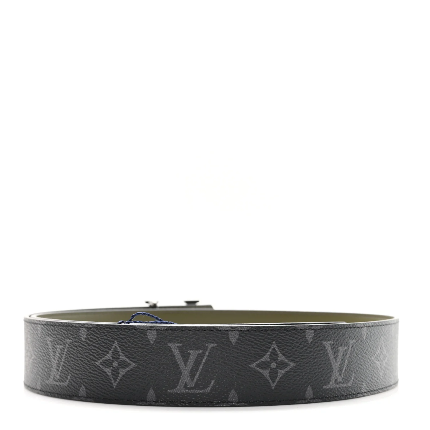 Calfskin Monogram Eclipse 40mm LV Initiales Reversible Belt 95 38 Black Green - Image 2