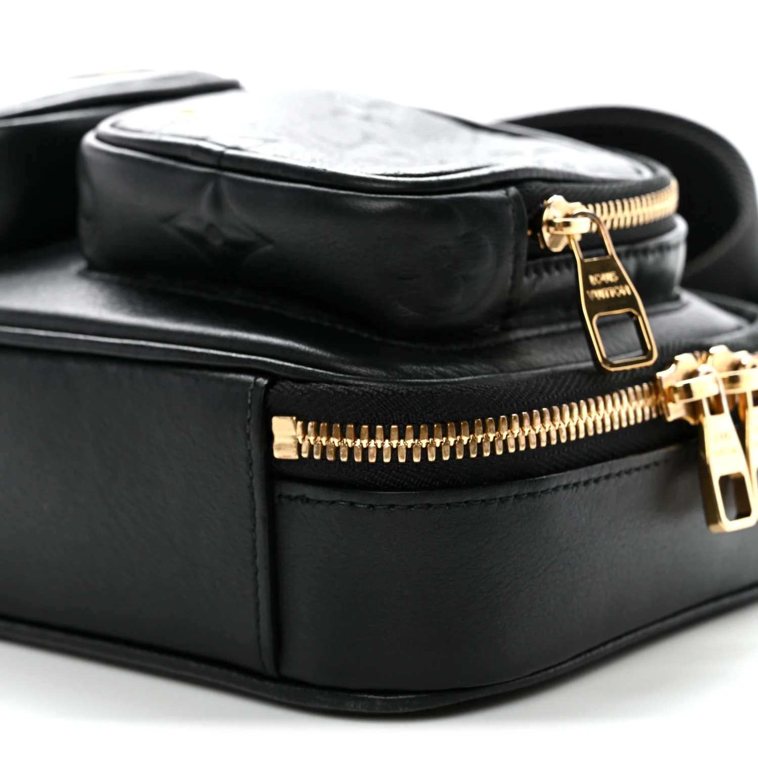 Calfskin Monogram Embossed Utility Crossbody Black - Image 10