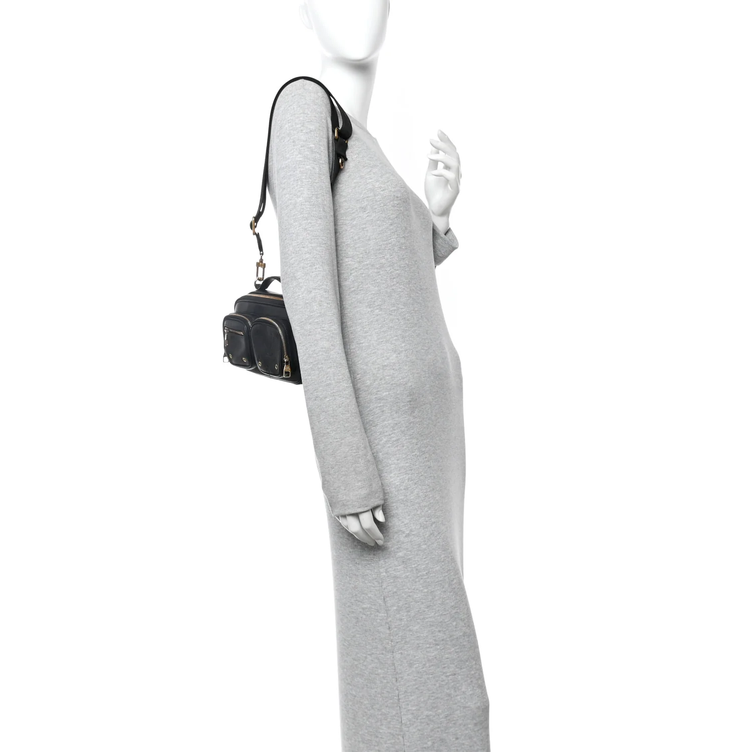Calfskin Monogram Embossed Utility Crossbody Black - Image 2