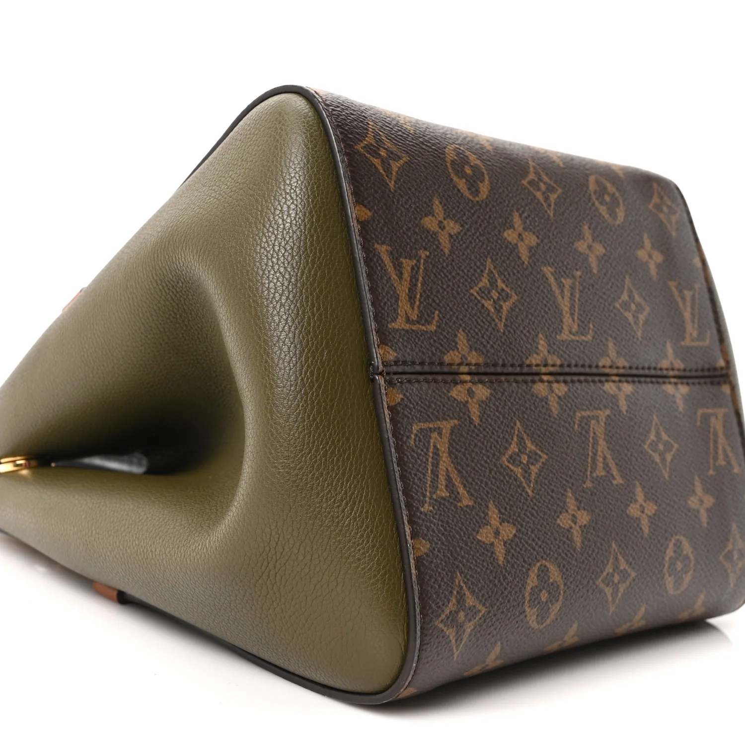 Calfskin Monogram Fold Tote PM Cream Khaki Black - Image 8