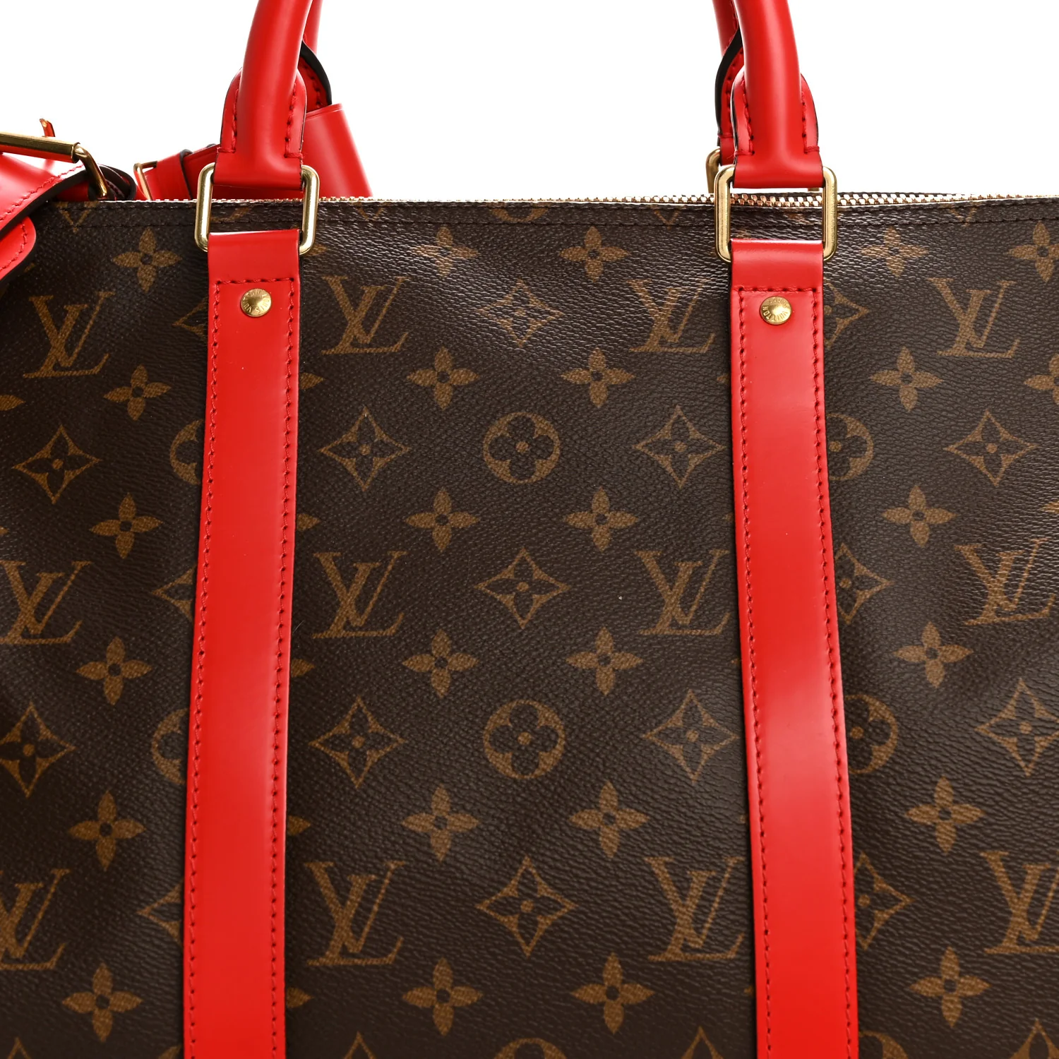 Calfskin Monogram Keepall Bandouliere 50 Coquelicot - Image 6
