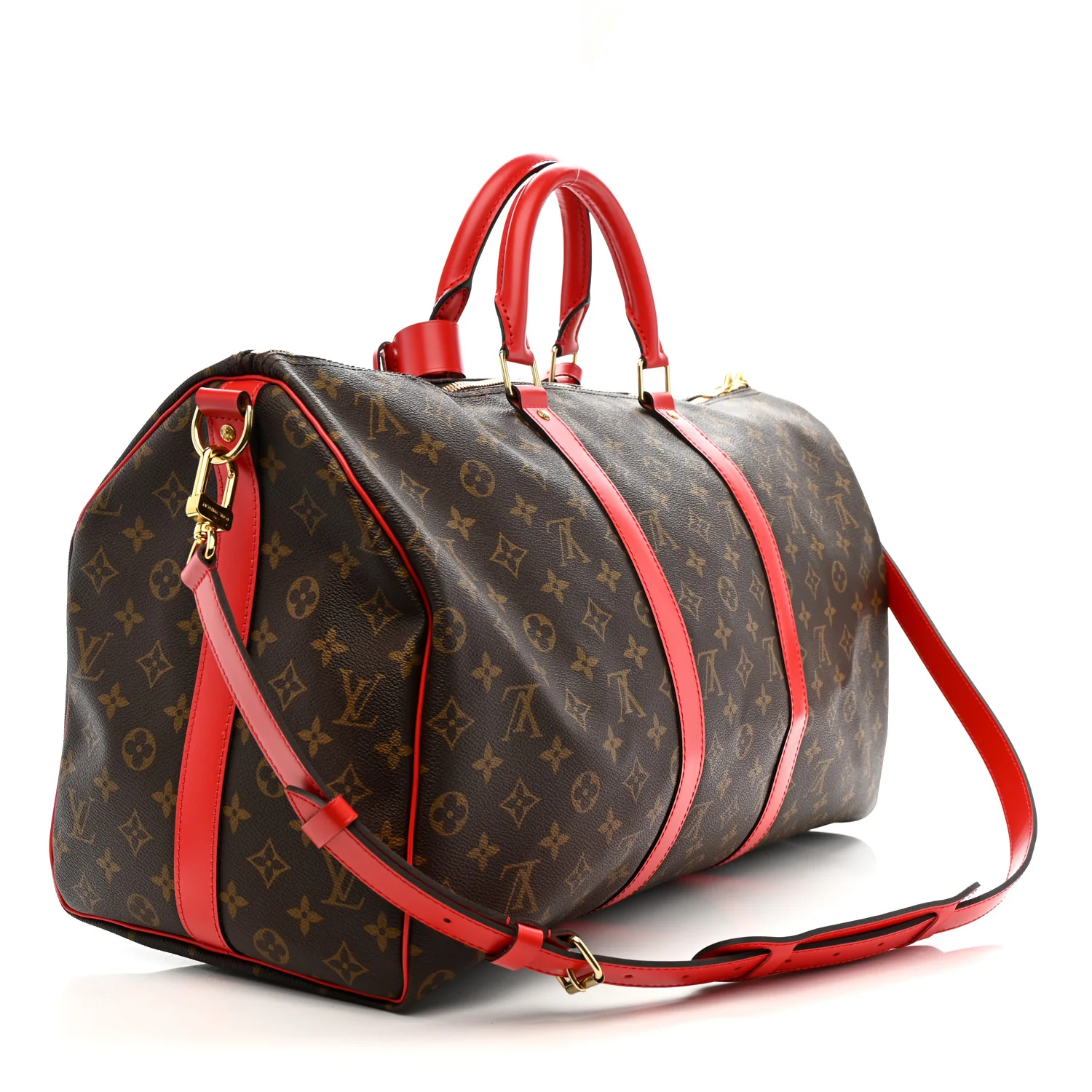 Calfskin Monogram Keepall Bandouliere 50 Coquelicot - Image 2