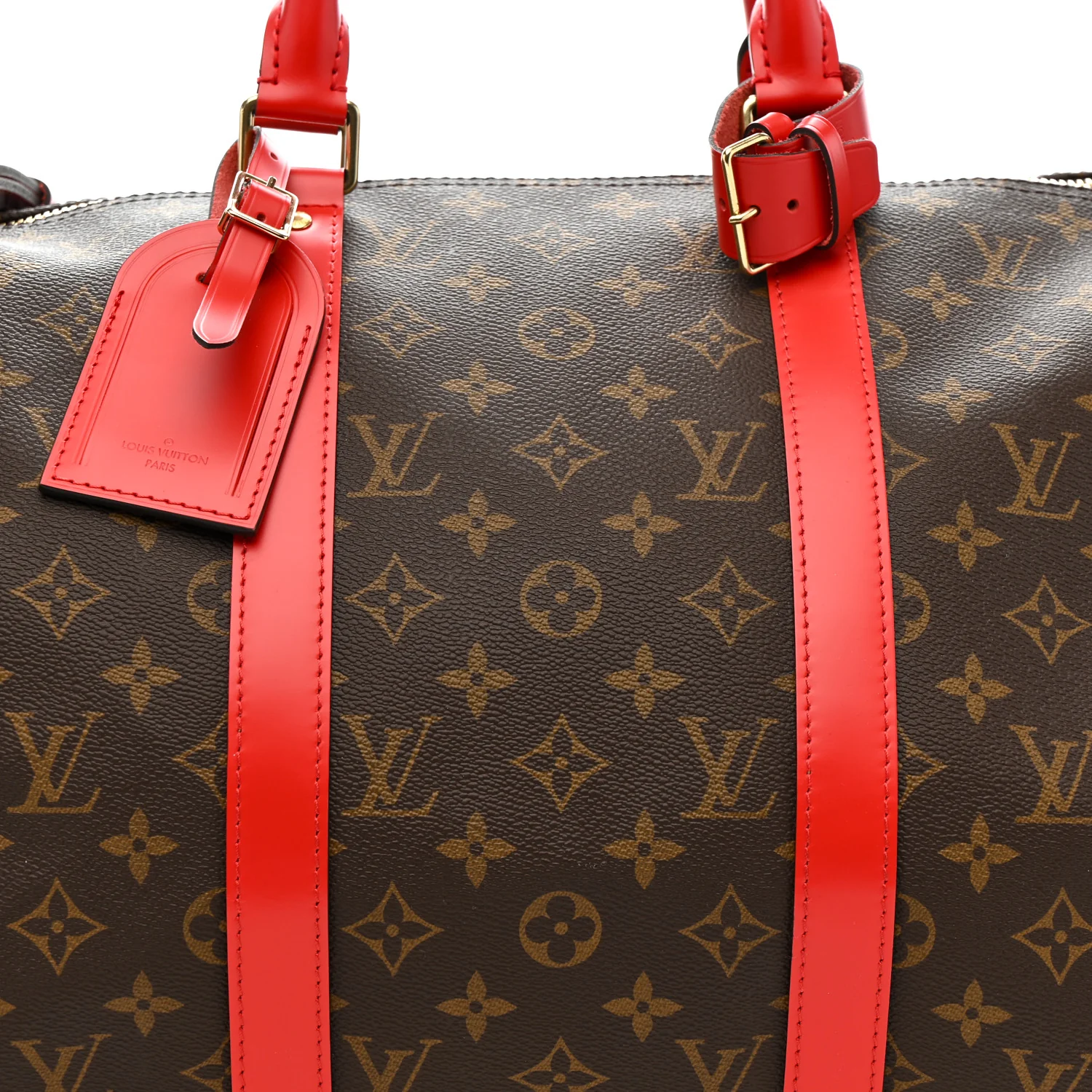 Calfskin Monogram Keepall Bandouliere 50 Coquelicot - Image 6