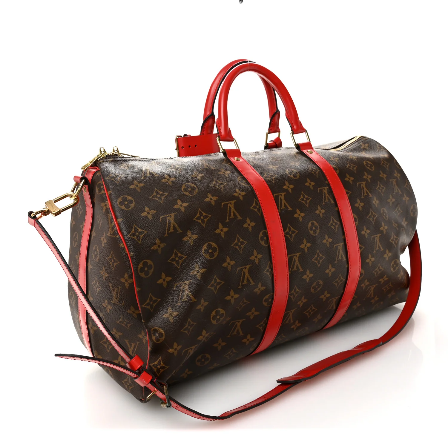 Calfskin Monogram Keepall Bandouliere 50 Coquelicot - Image 2